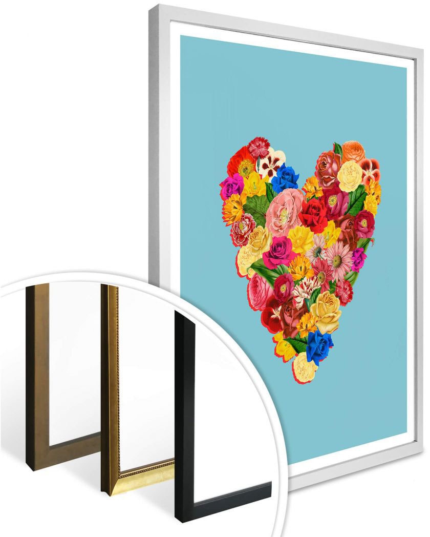 Wall-Art Poster »Blumen Herz«, Herz, (1 St.) auf Raten kaufen | Poster