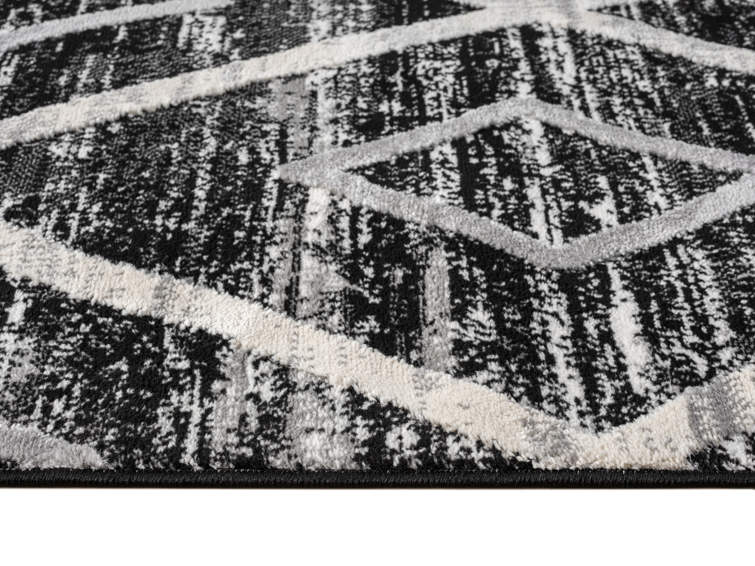 my home Teppich »Otilie« rechteckig 11 mm Höhe dichte Qualität, Woll-Look, Boho, mit Fransen und Rauten, Scandi