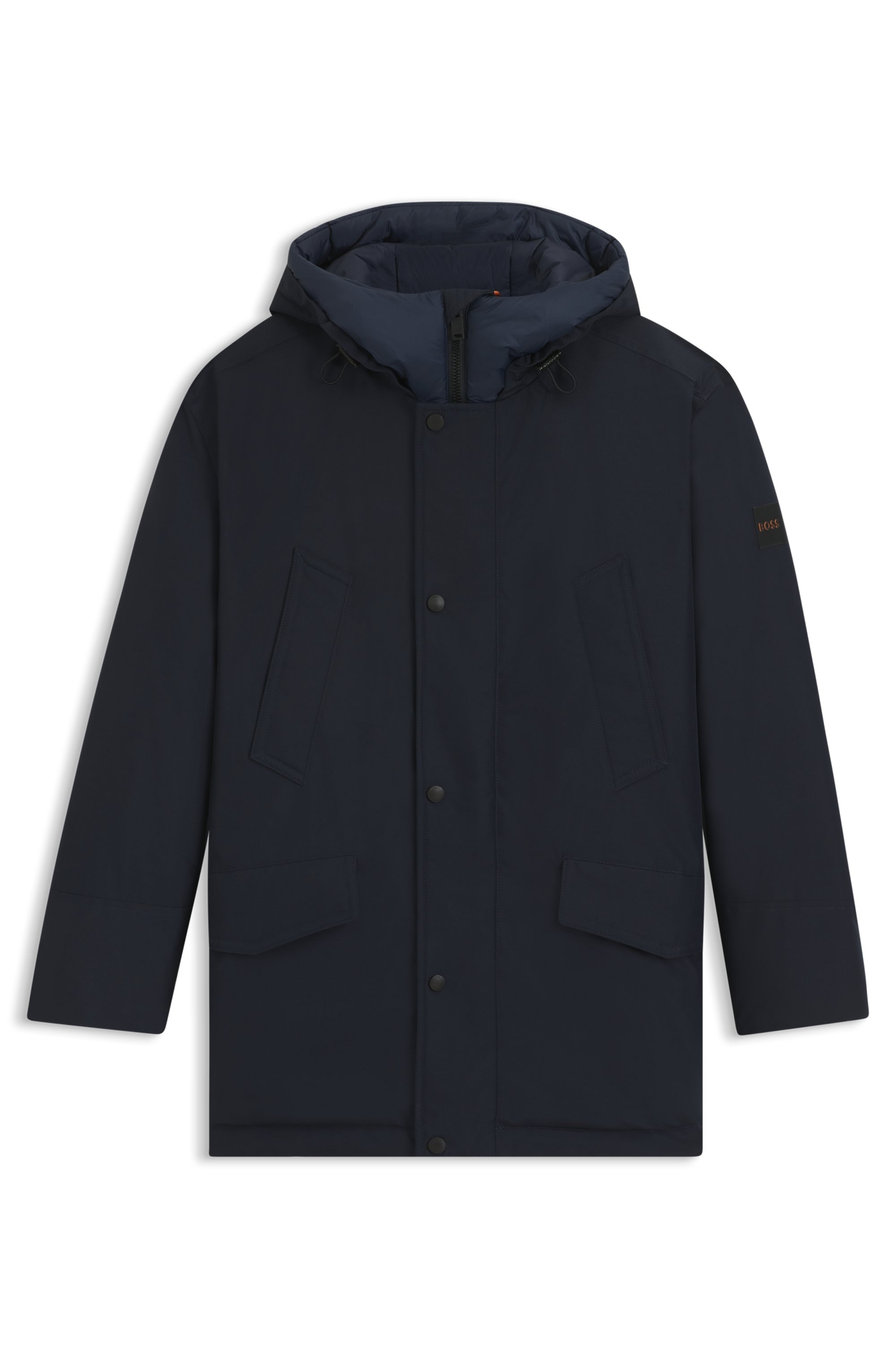 BOSS ORANGE Parka »Osiass«, mit Kapuze, relaxed fit, mit wattierter Kapuze, verdeckter Reißverschluss