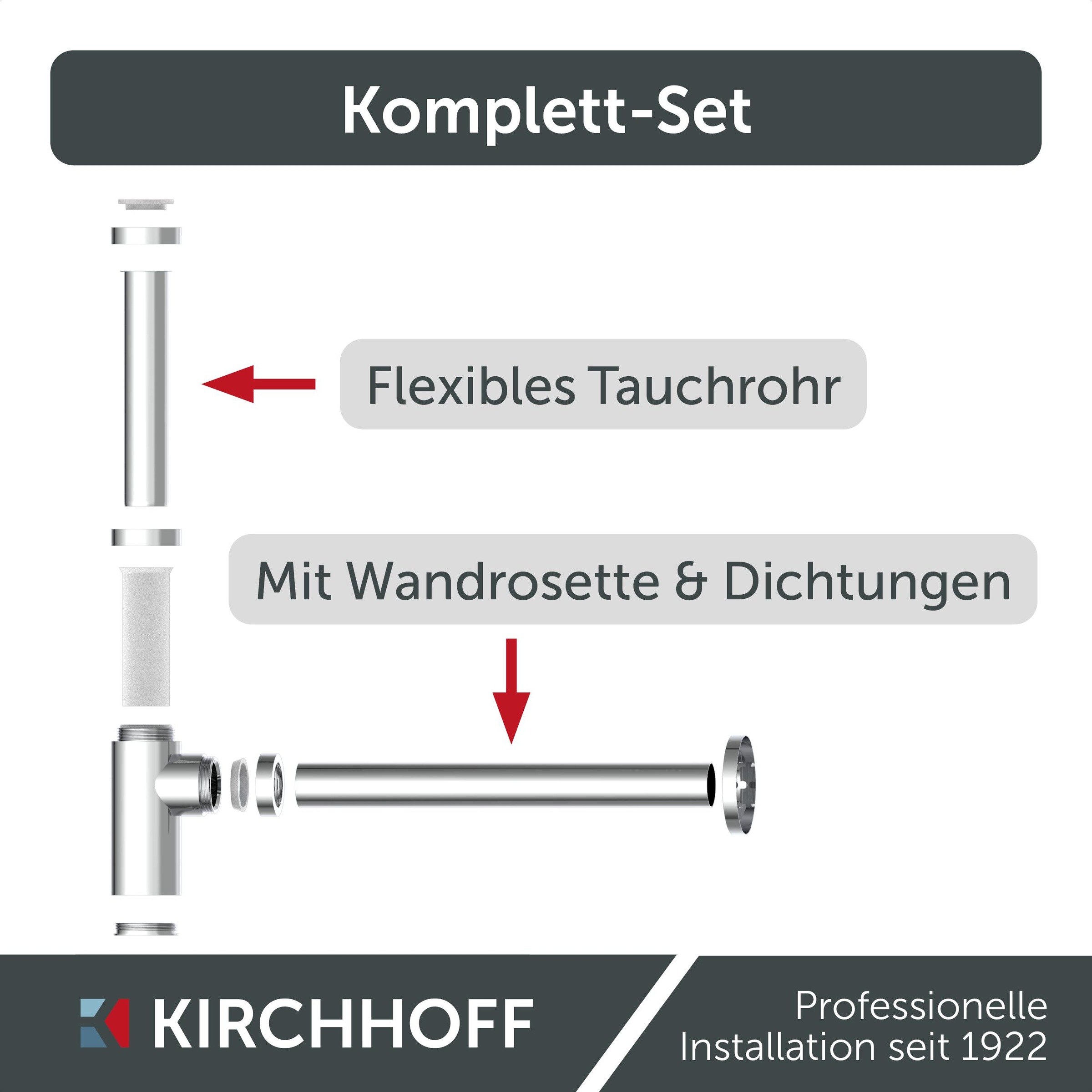 Kirchhoff Siphon »Design Flaschensiphon inkl. Reinigungsöffnung«, Röhrengeruchsverschluss für Waschbecken/Waschtische