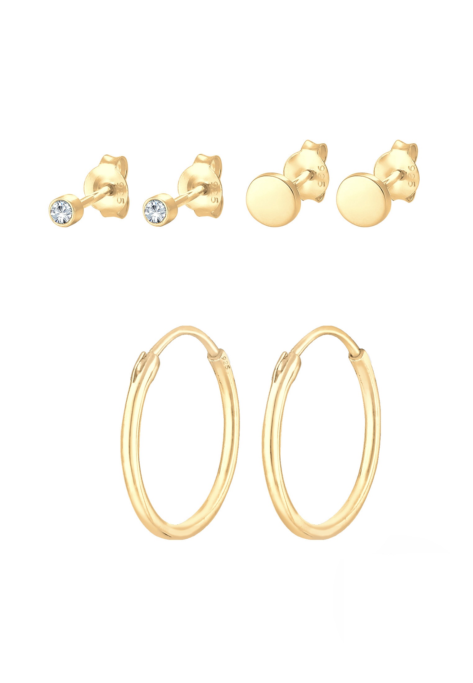 Elli Ohrstecker-Set »Ohrringe Ohrstecker Glas Kristalle 3er Set 925 Sterling Silver«