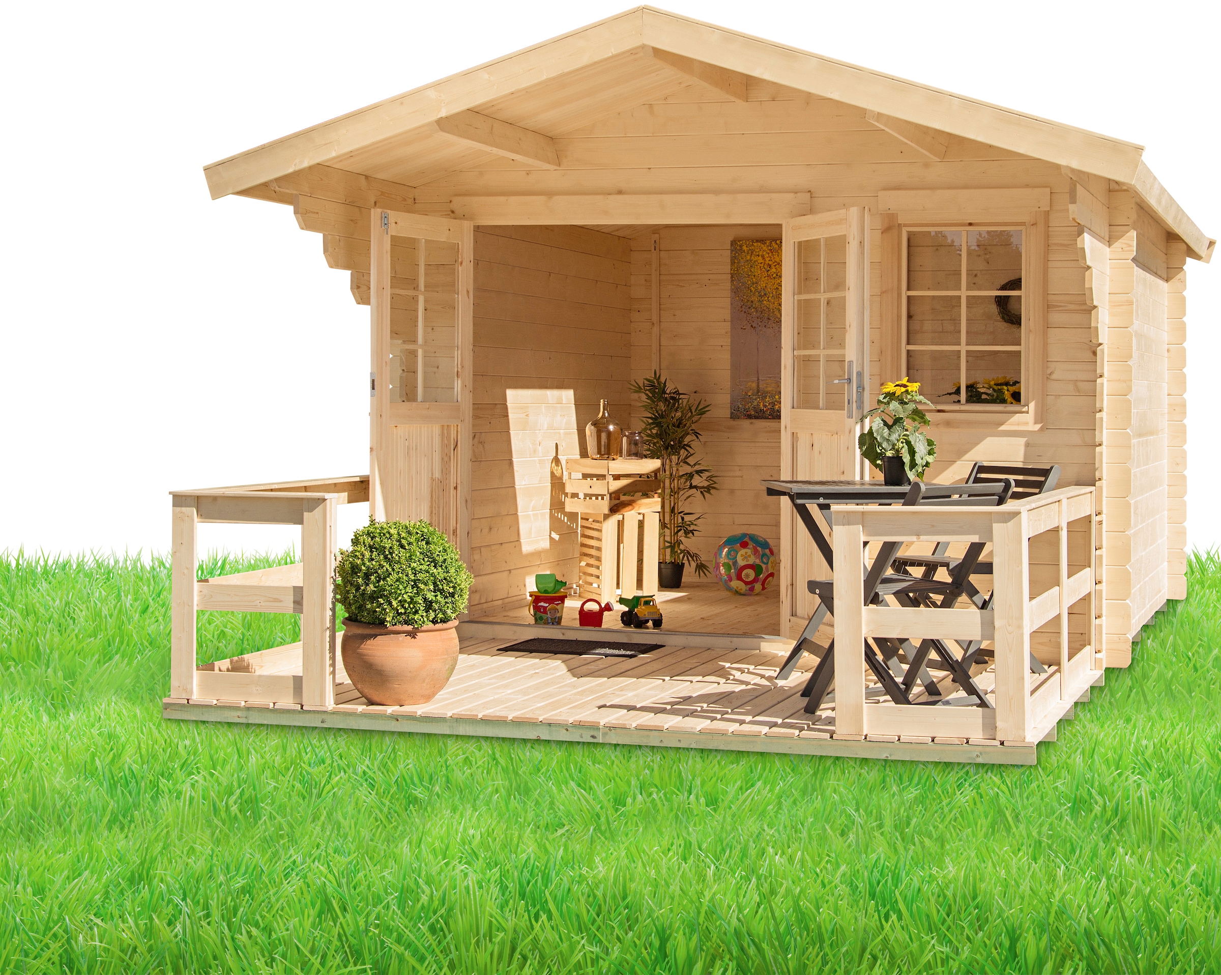 Terrasse online Gartenhaus 3«, und | XXL 3 »Kallenberg mit Vordach mit KONIFERA (Set), Jahren kaufen Garantie