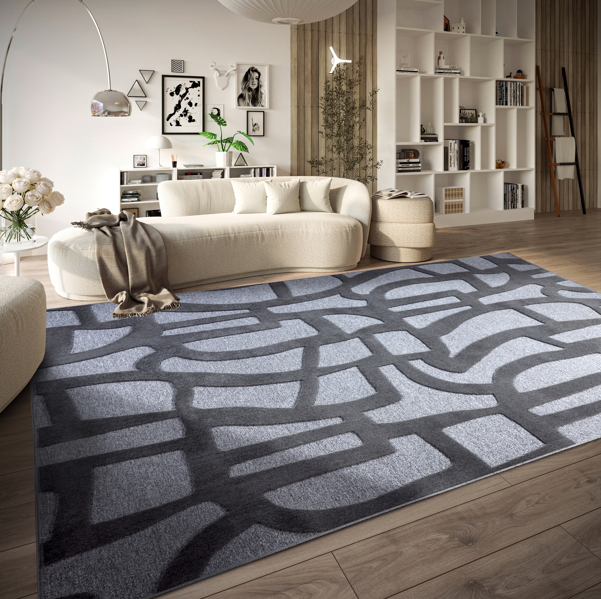 Villeroy & Boch Teppich »Therese«, rechteckig, 5,5 mm Höhe, Wohnzimmer, Schlafzimmer, Modern, Hoch-Tief Effekt, Flur