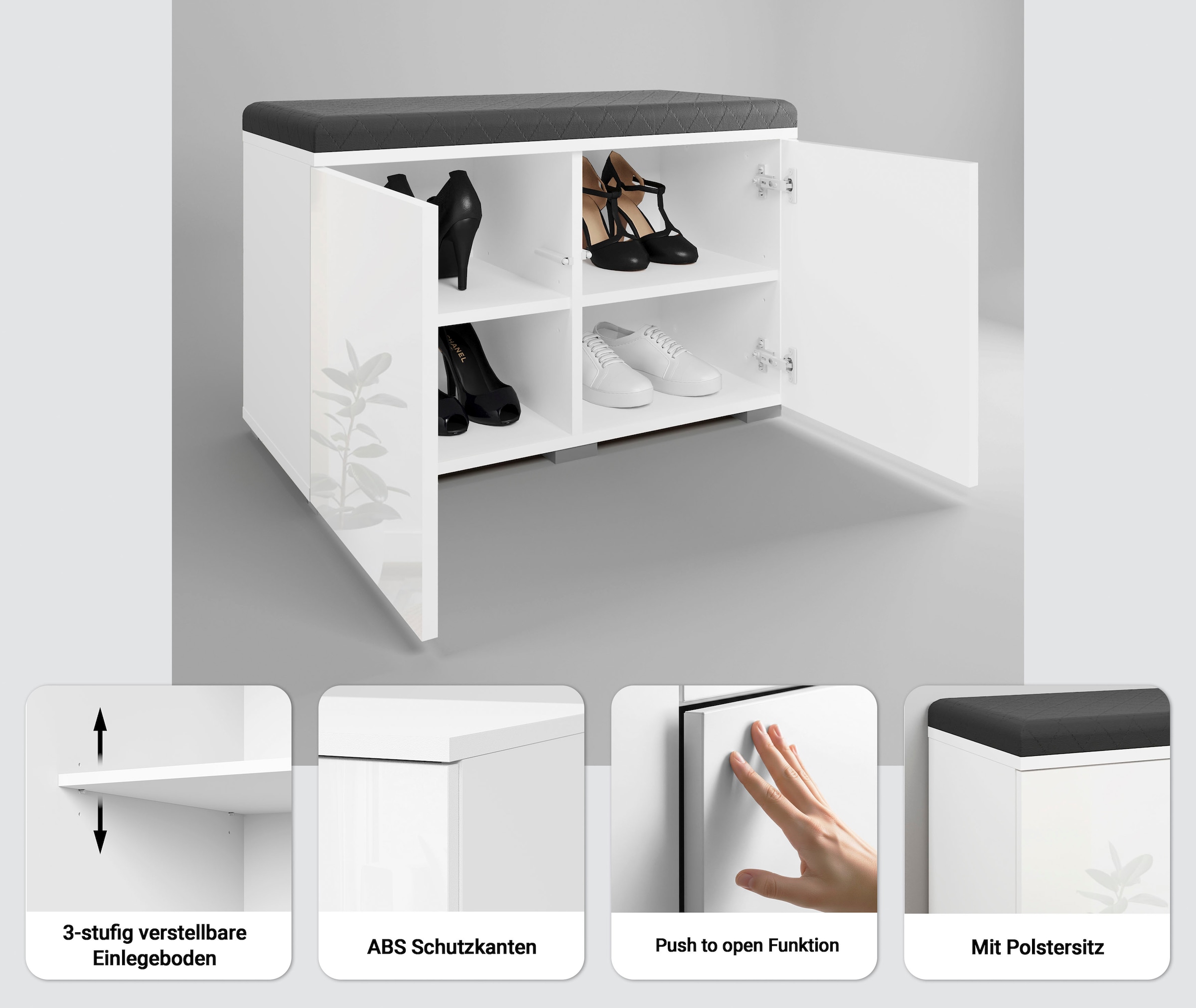 OTTO home Sitzbank »Paris« inkl. Sitzkissen,  moderne Truhenbank B/T/H 70x35x45, Flurbank mit Sitz aus Kunstleder