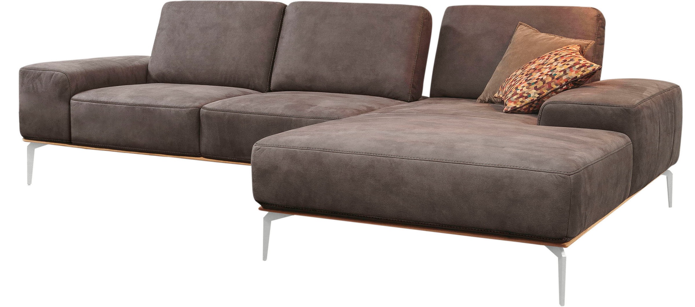W.SCHILLIG Ecksofa »run, Designsofa, bequem, L-Form« mit elegantem Holzsockel, Füße in Chrom glänzend, Breite 299 cm