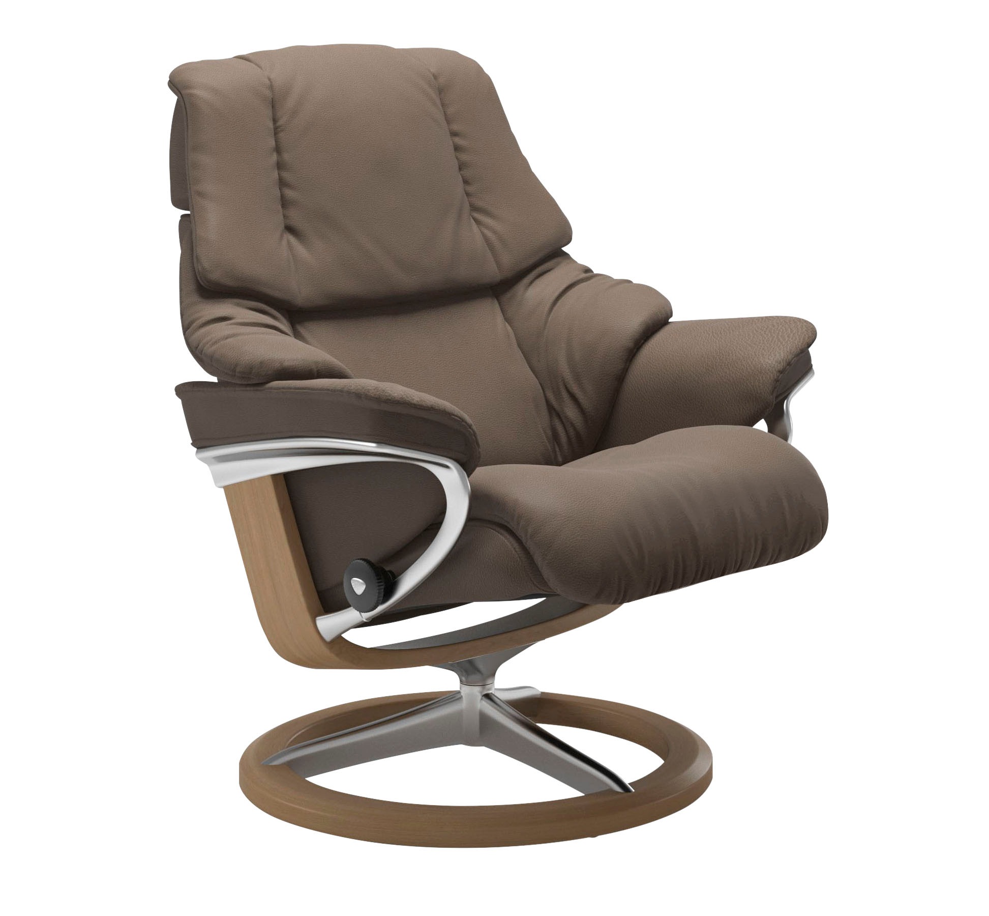 Stressless® Relaxsessel »Reno«, (Set, Relaxsessel mit Hocker), mit Hocker, mit Signature Base, Größe S, M & L, Gestell Eiche