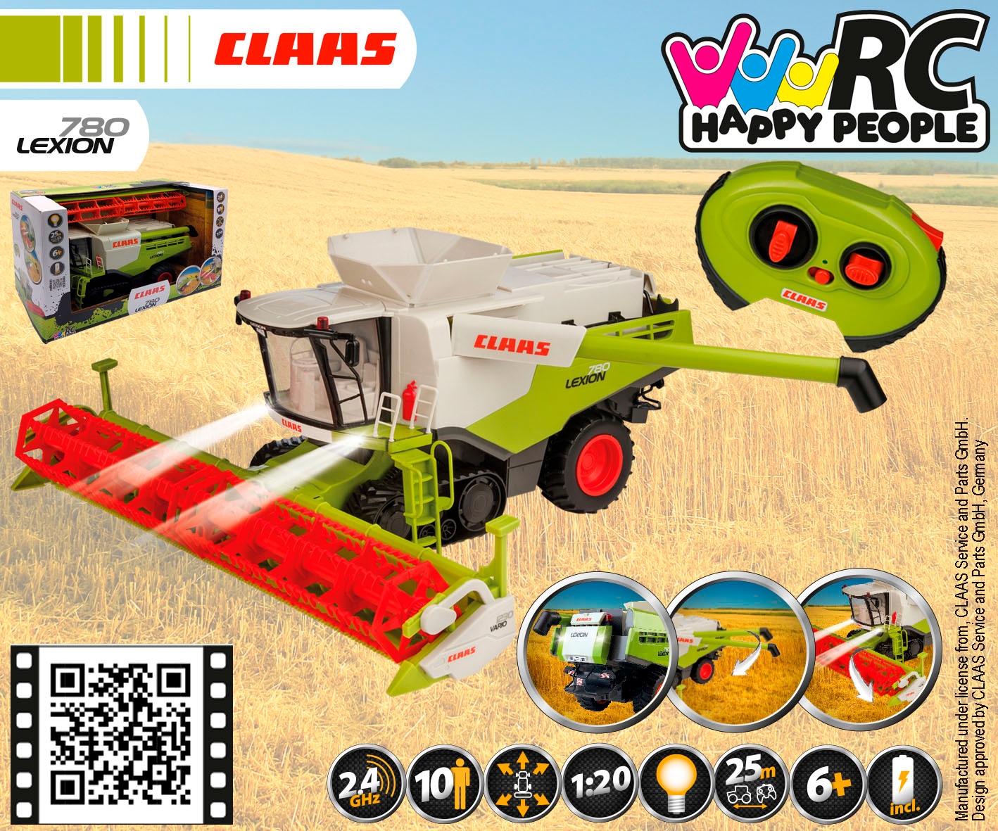 Happy People RC-Traktor »CLAAS Lexion 780 Mähdrescher«, mit Fernbedienung und bis zu 25 m Reichweite