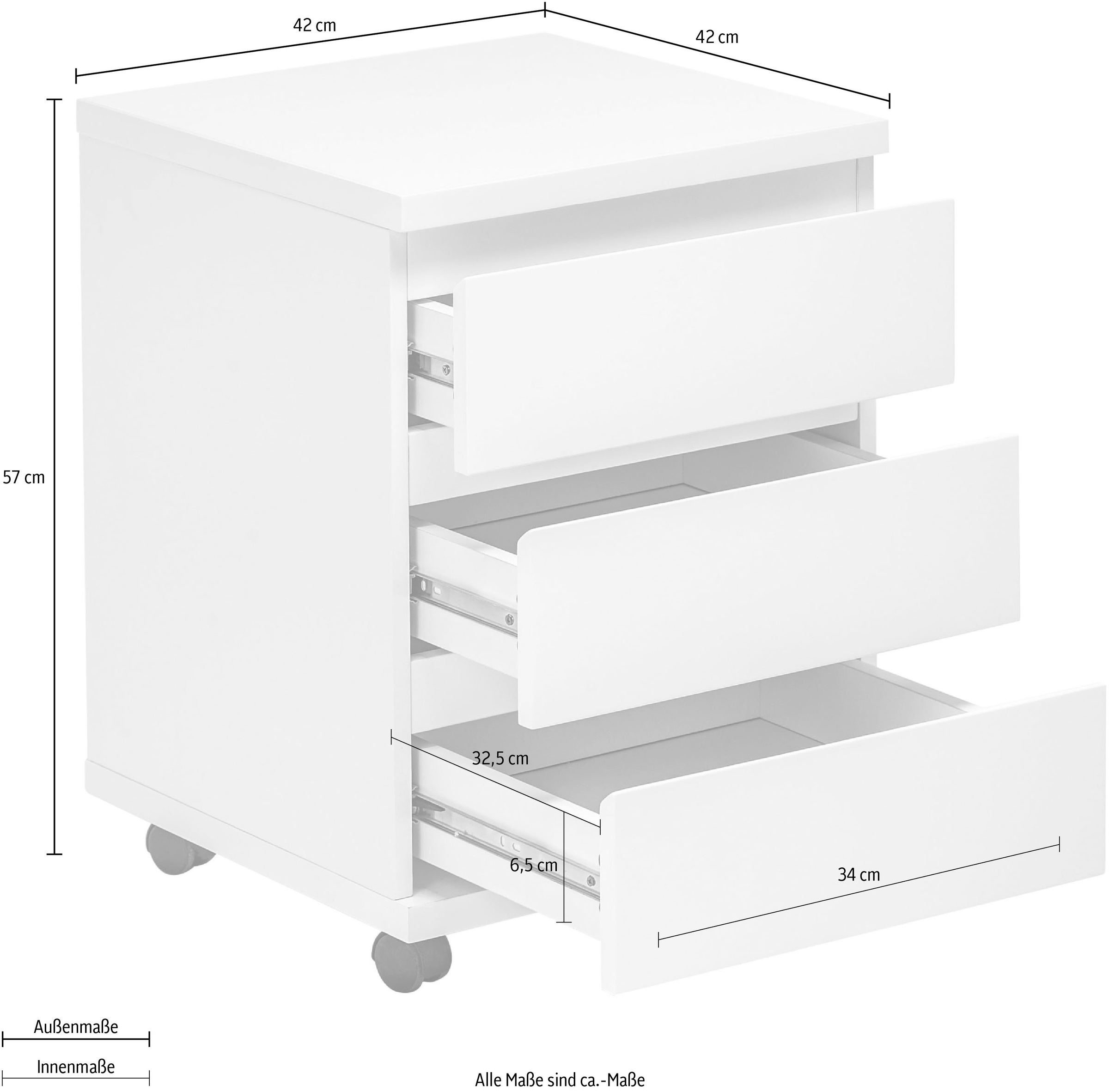 Rollcontainer Rechnung furniture Büroschrank »RC«, auf weiß MCA bestellen rollbar, hochglanz