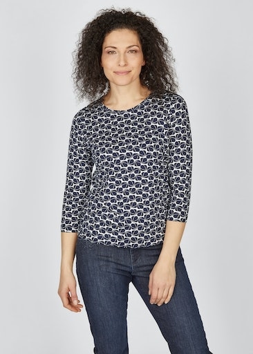 Rabe 3/4-Arm-Shirt, Allover-Muster mit ♕ bei