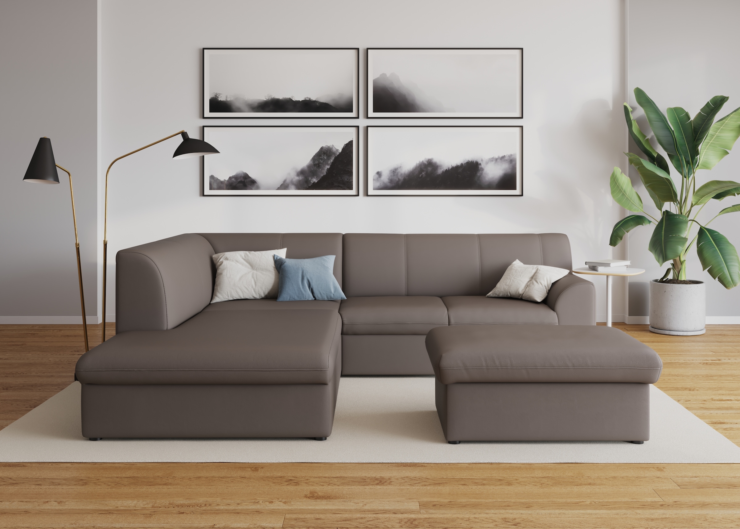 DOMO collection Ecksofa »Topper zeitlos elegant, kompakte Stellmaße, OTTOs Choice, L-Form«, mit Ottomane, wahlweise mit Schlaffunktion
