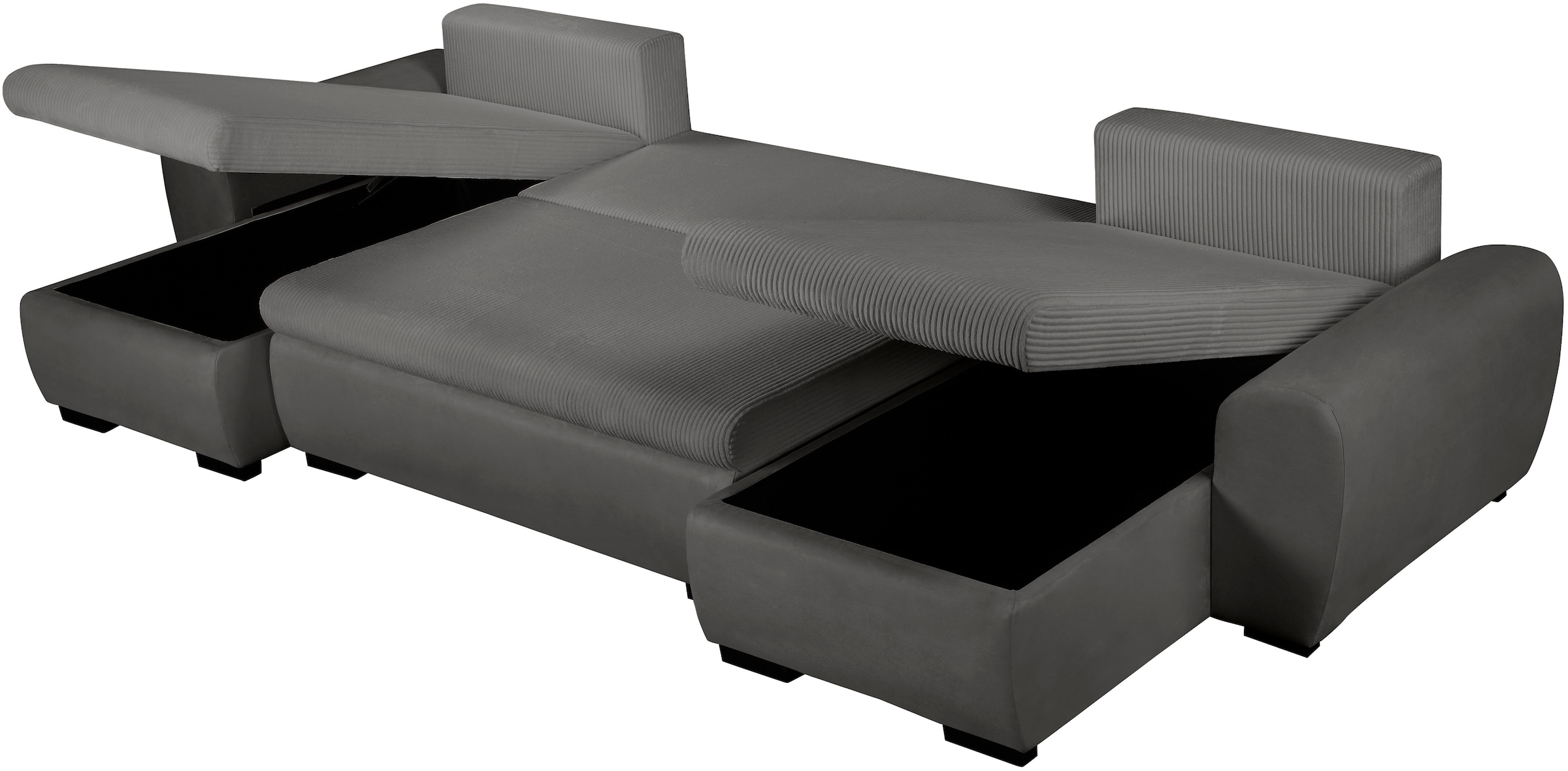 OTTO home Wohnlandschaft »KIVELLA  mit Schlaffunktion, Cord-Struktur, U-Form, 307 cm« Schlafsofa - Liegefläche (128/257), Bettkasten, Cord-Struktur-Mix