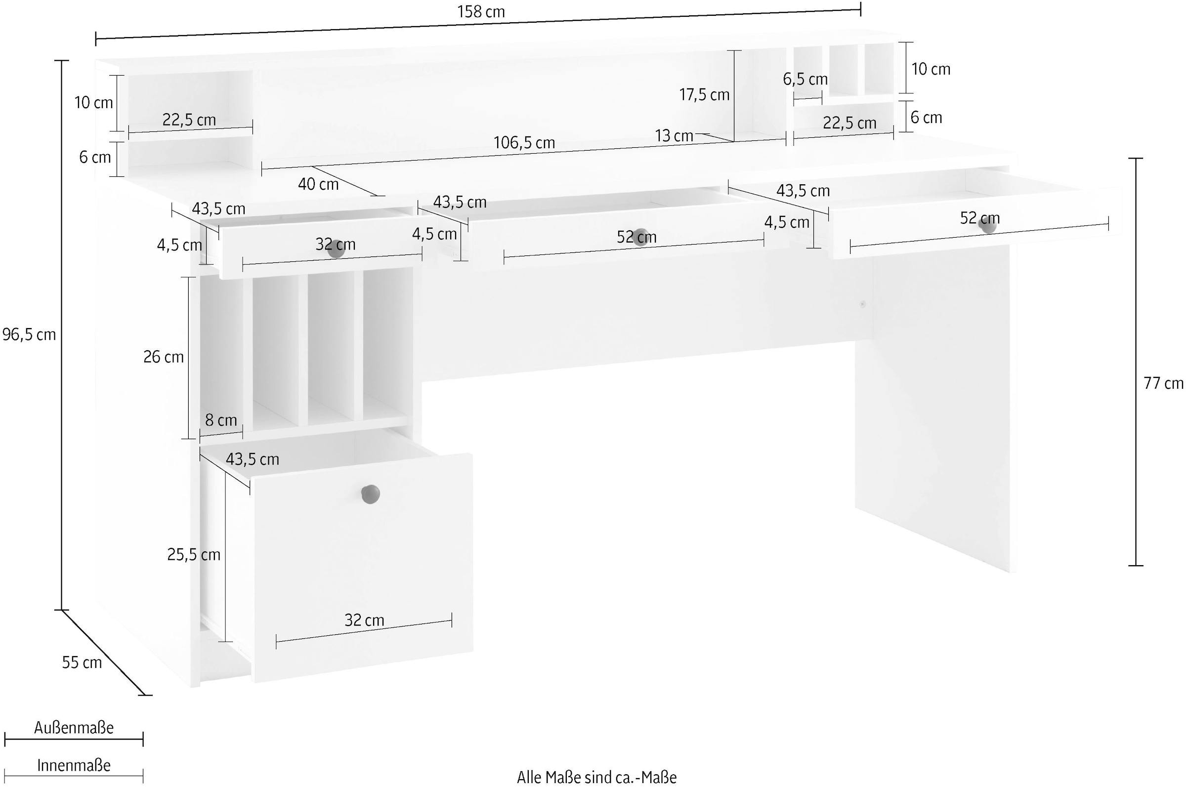 Home affaire Schreibtisch »Licia, Computertisch«, im Landhausstil, in 2 Breiten