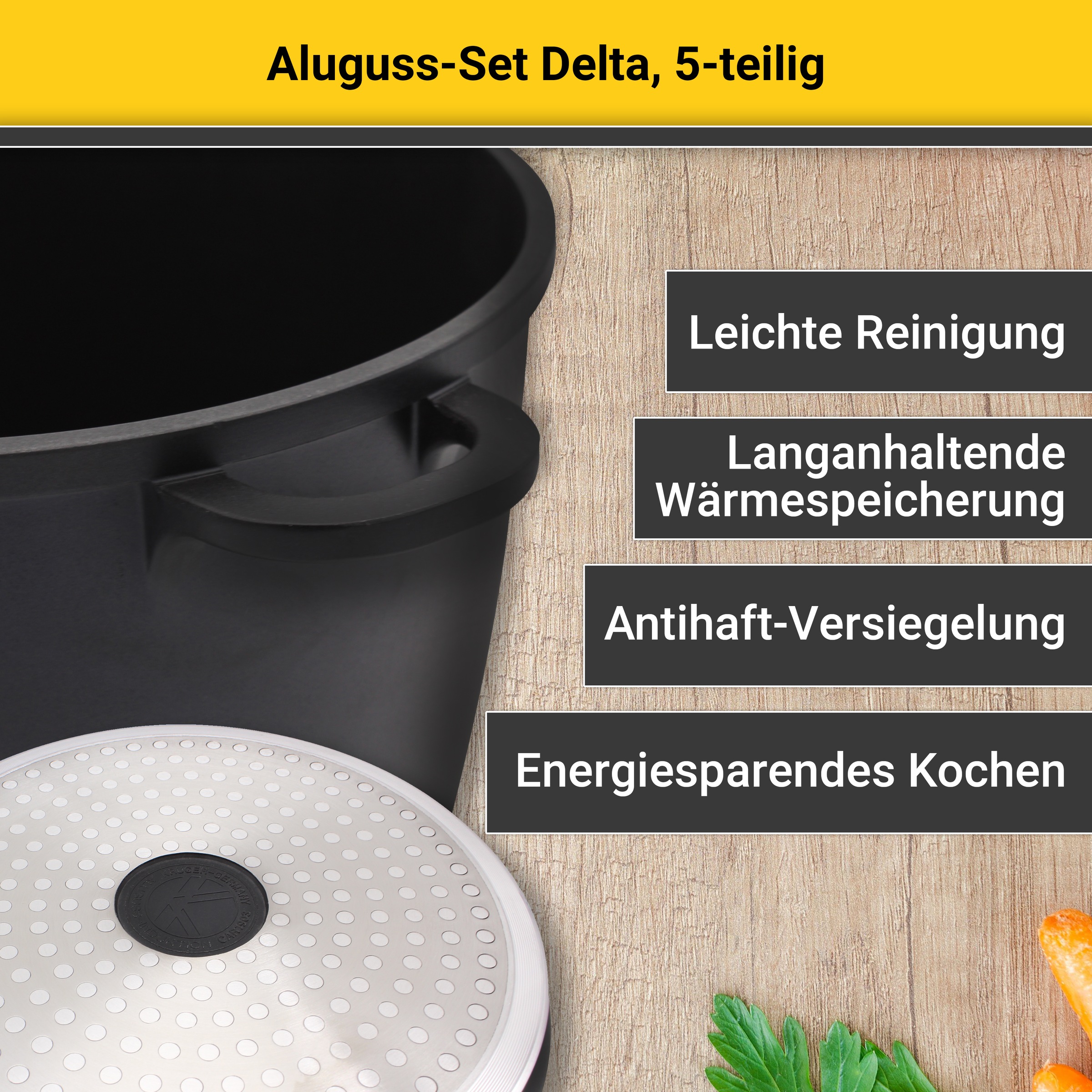 Krüger Topf-Set »Delta« Set, 7 Stk. tlg. Aluminiumguss