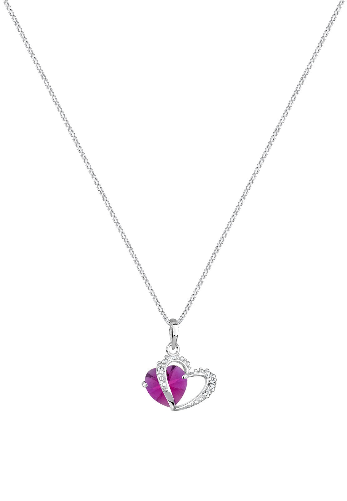 Elli Silberkette »Halskette Herz Anhänger Love 925 Silber, mit Kristallen von Swarovski®«