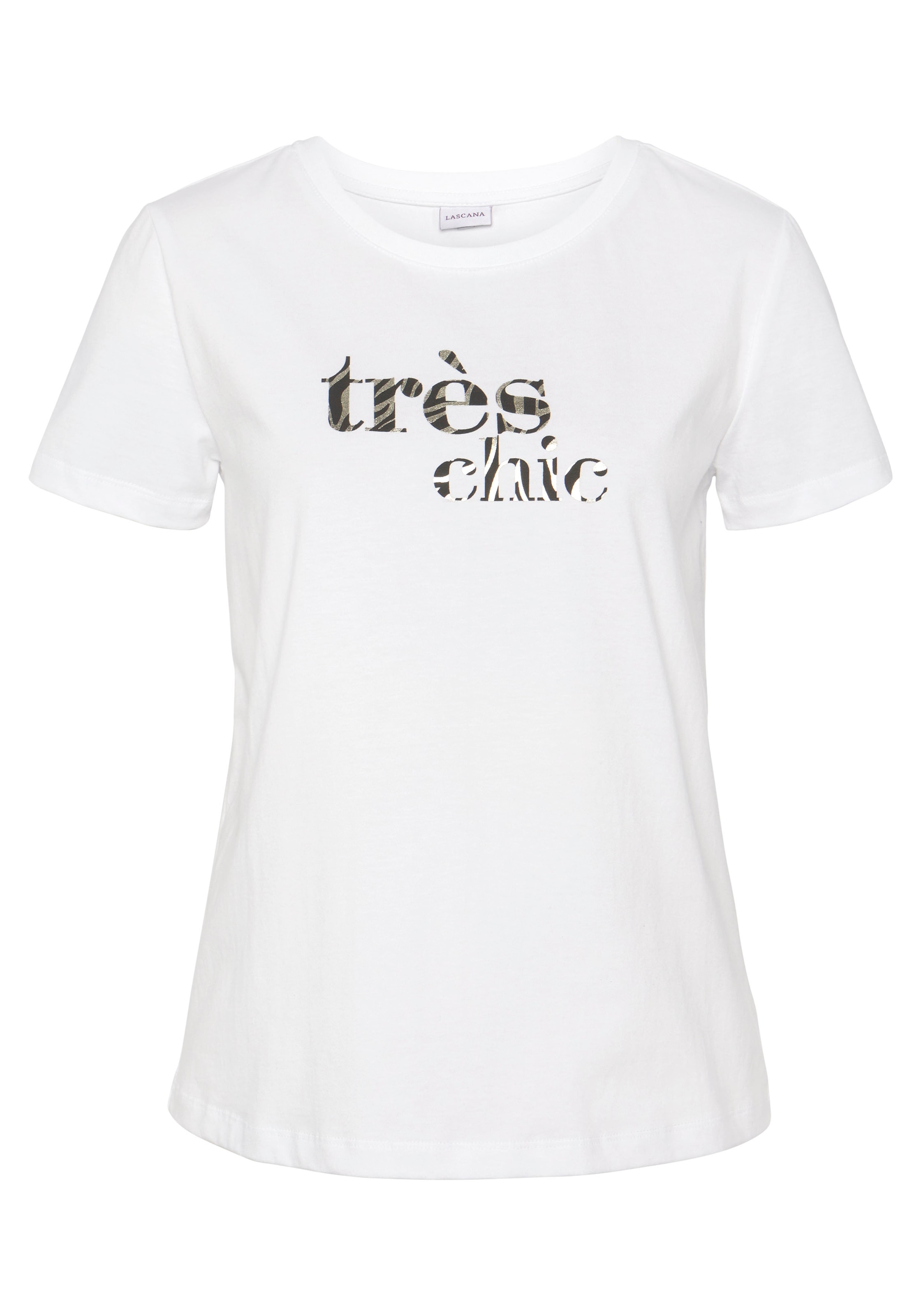 LASCANA T-Shirt, mit Print, Kurzarmshirt ♕ casual-chic Baumwolle, bei aus