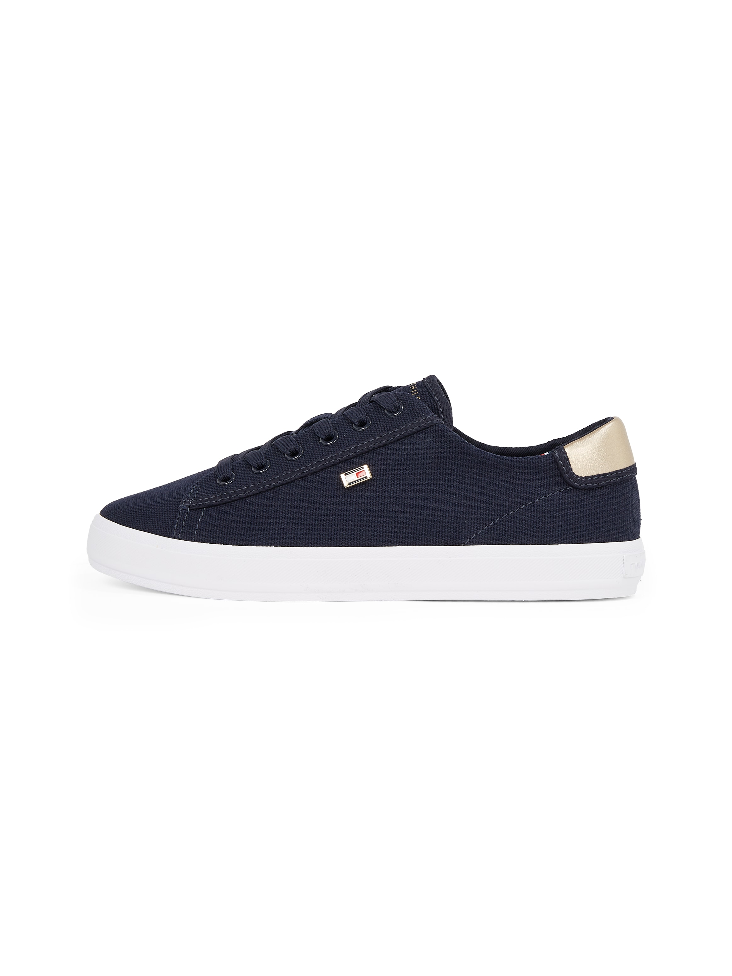 Tommy Hilfiger Plateausneaker »VULC CANVAS LACE UP SNEAKER«, Freizeitschuh, Halbschuh, Schnürschuh, in schmaler Form