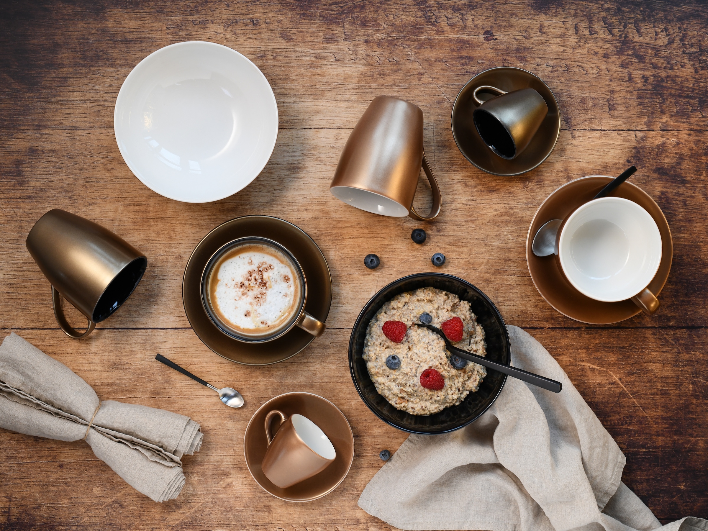 CreaTable Müslischale »Golden Days« 2 Stk. aus Steinzeug 16 cm, Spezialglasur