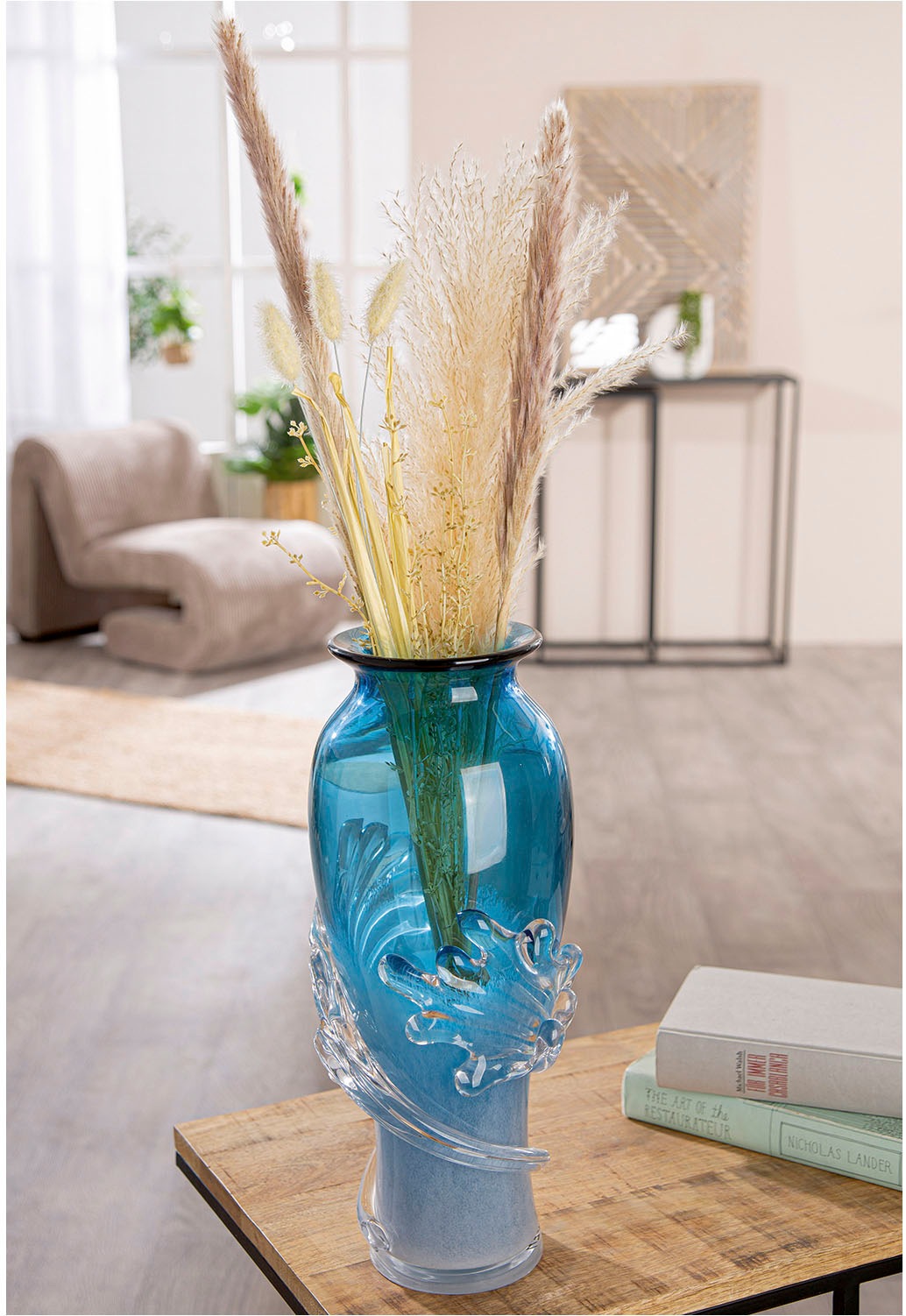 Casablanca by Gilde Tischvase »Vase Wave blau«, (1 St.)