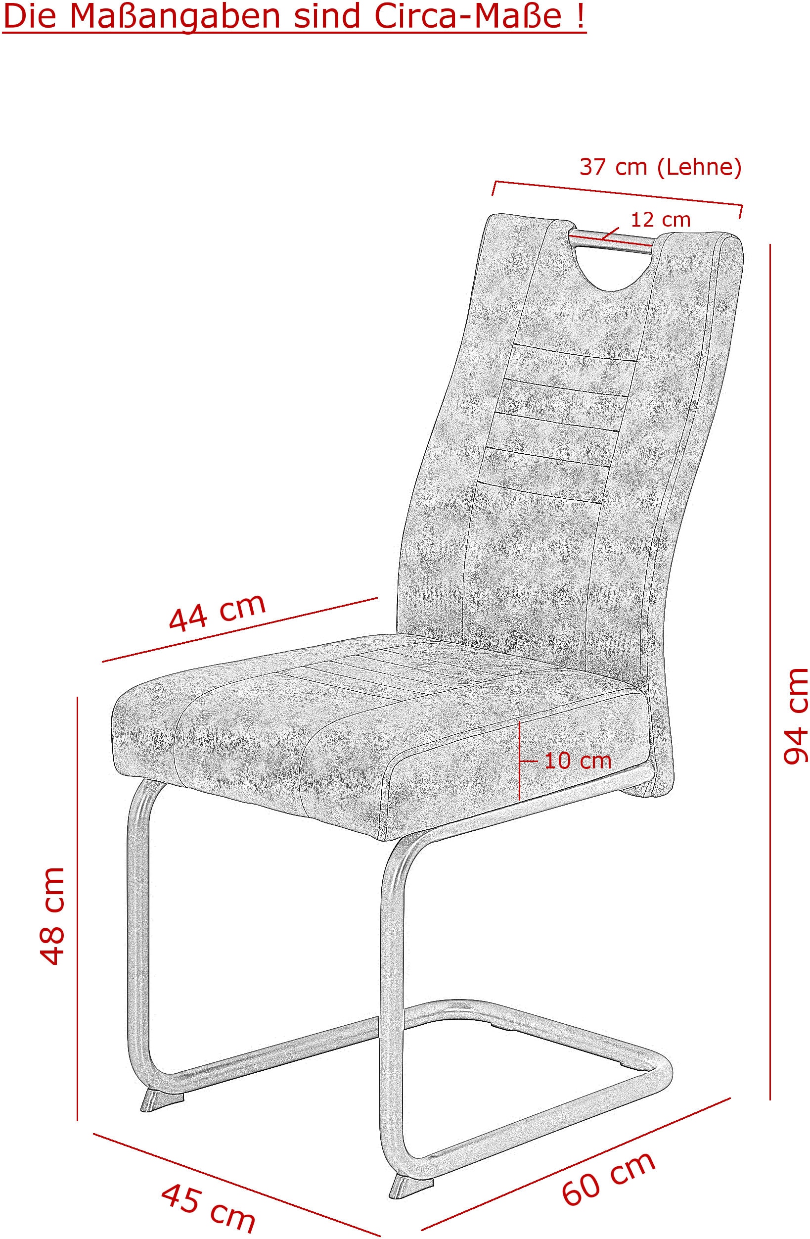 OTTO home Freischwinger »Altona« (Set) 2 Stk.Federkern und Griff, 140 Kg Belastbarkeit, 2er und 6er Set