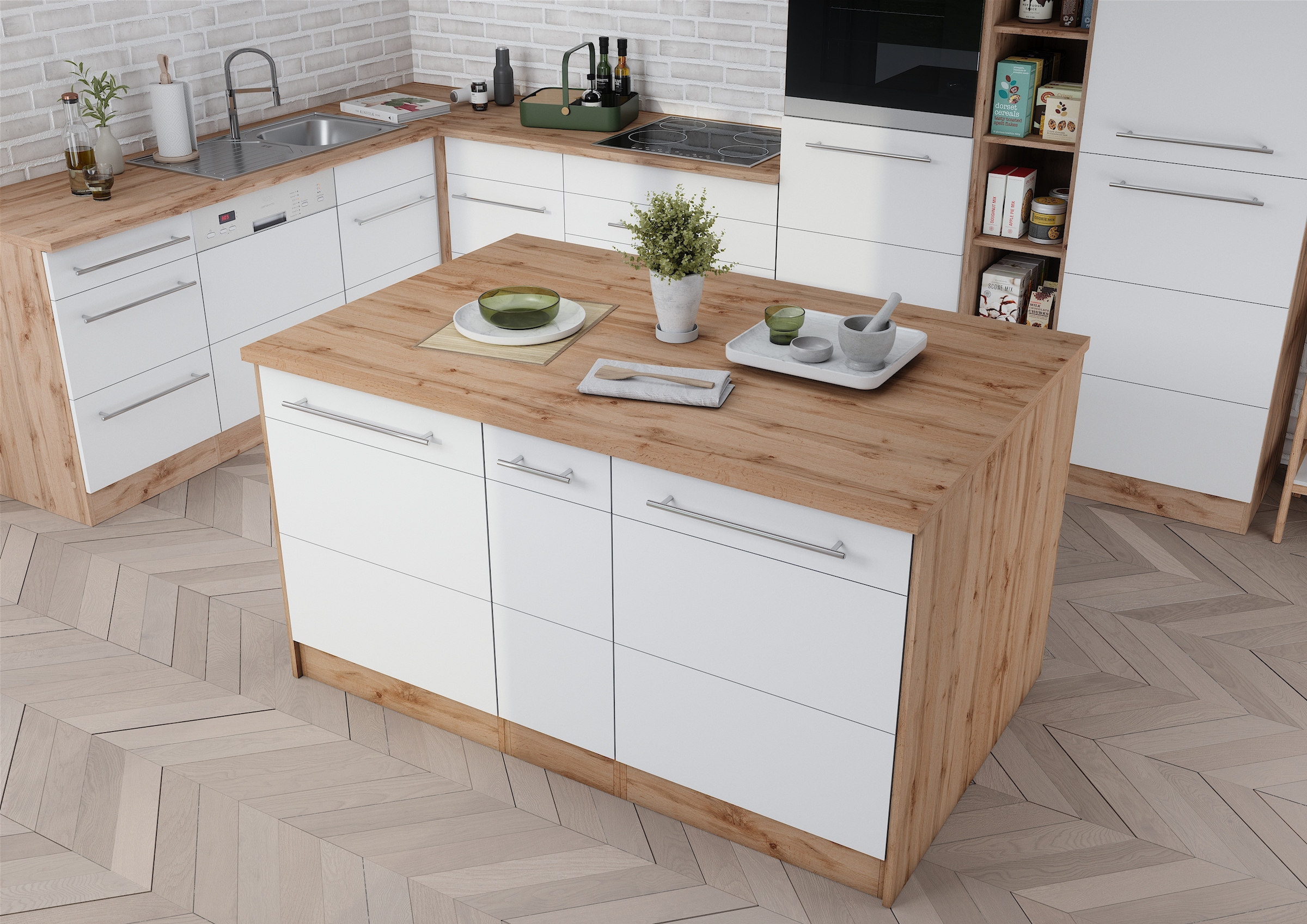 HELD MÖBEL Kücheninsel »Wien«, Breite 153 cm, MDF-Fronten, Flaschenregal