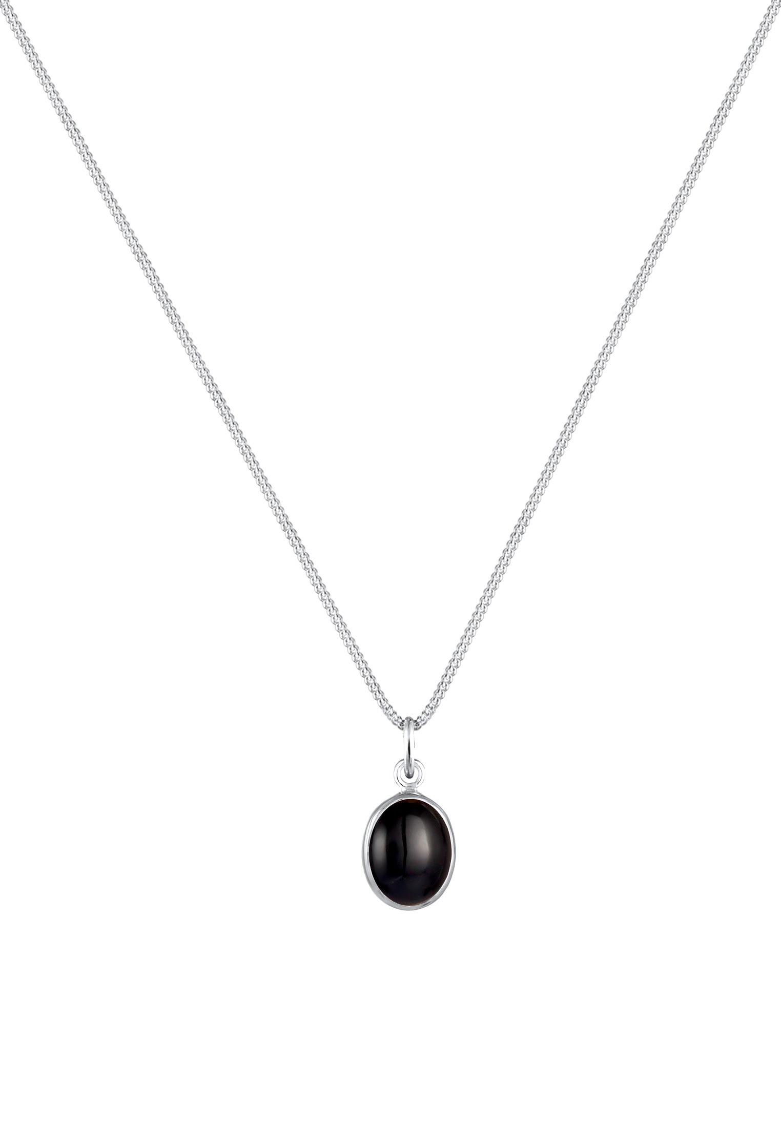 Elli Silberkette »Halskette Onyx Anhänger Oval Klassisch 925 Silber«