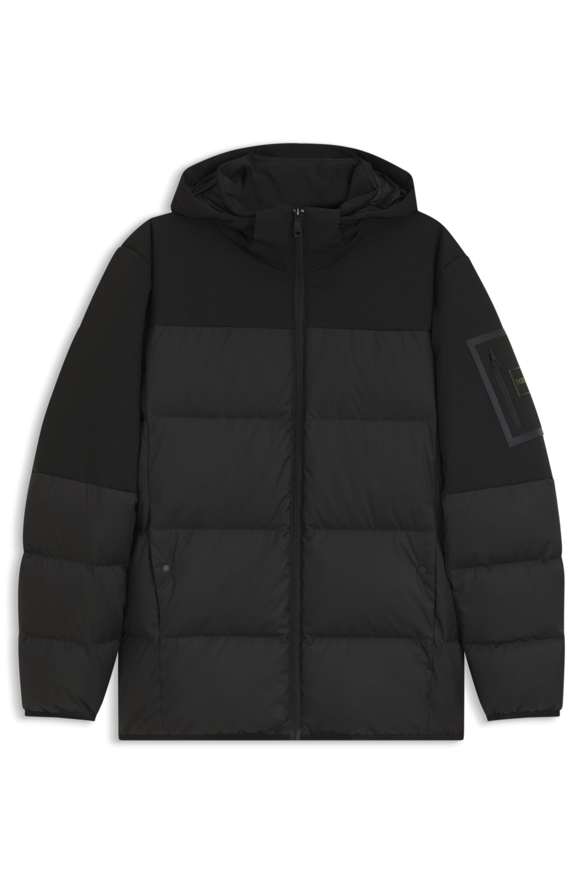 BOSS GREEN Daunenjacke mit Kapuze abnehmbare Kapuze, Regular Fit, warm wattiert