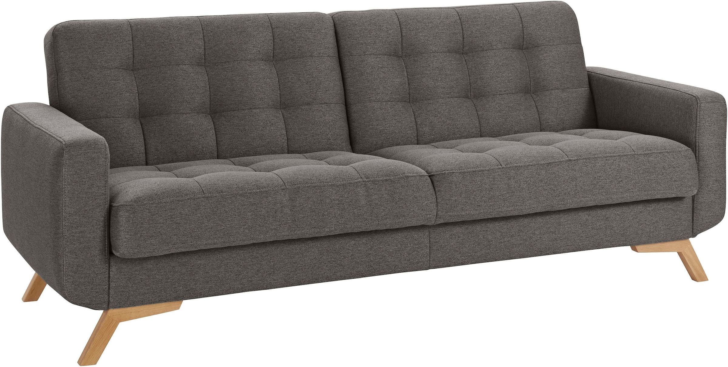 exxpo - sofa fashion 3-Sitzer »Fiord, aktuelles Design, tolle Detailverarbeitung im Sitz und Rücken«, bequem, wahlweise Kippcouch mit Bettfunktion und Bettkasten, Holzfuß