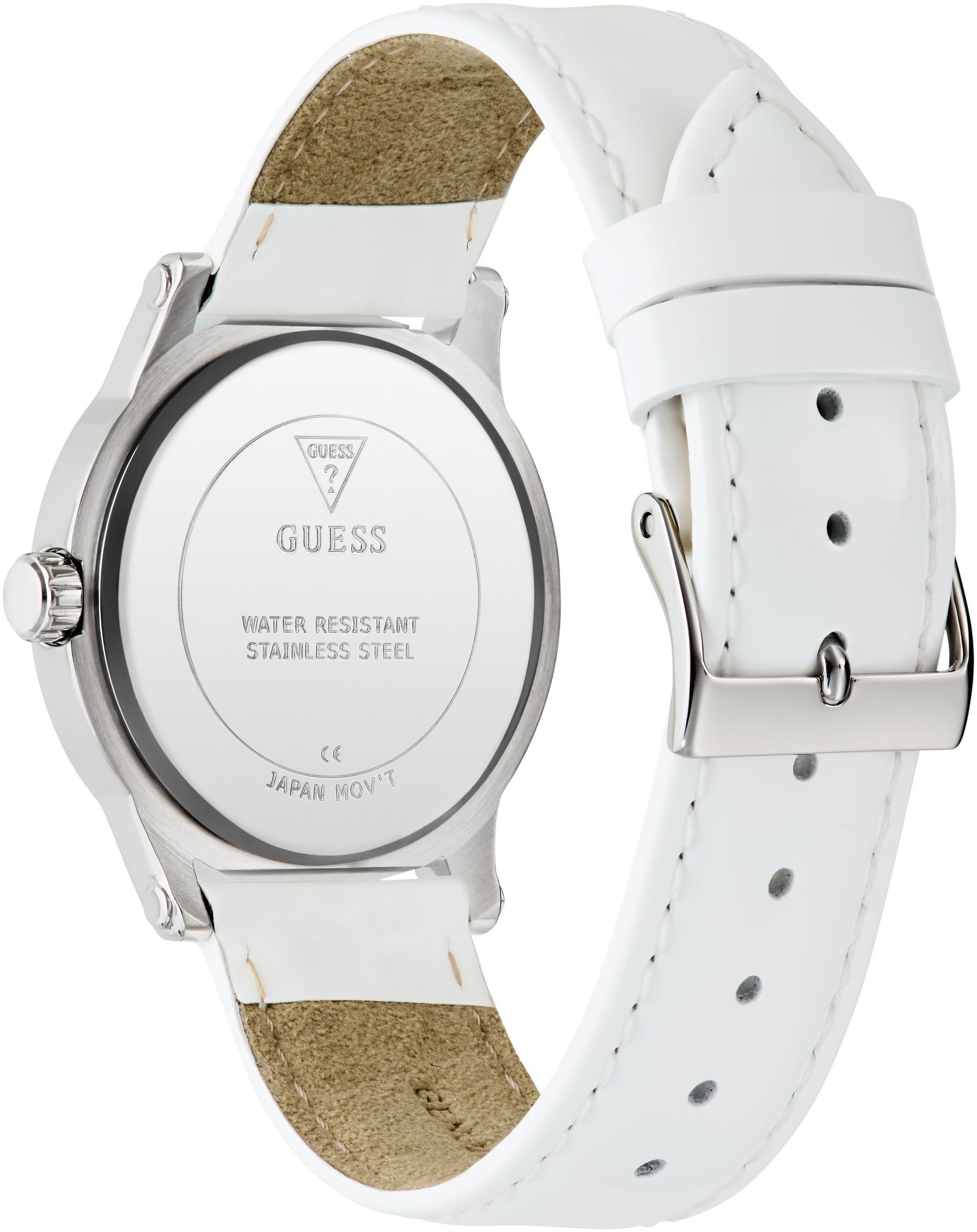 Guess Quarzuhr »ANNETTE« Armbanduhr, Damenuhr, Lederarmband