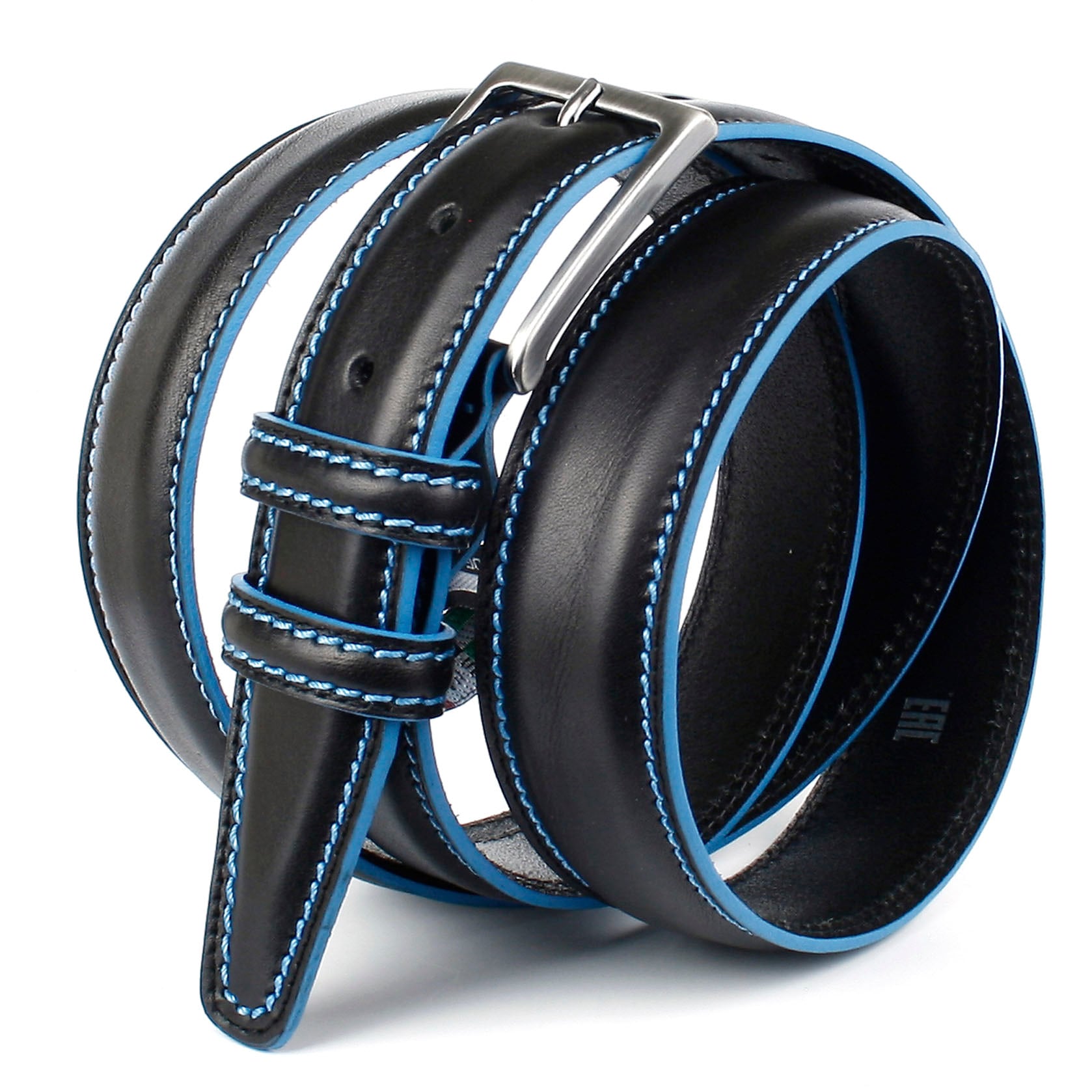 Anthoni Crown Ledergürtel, mit Kontrast Stitching in blau