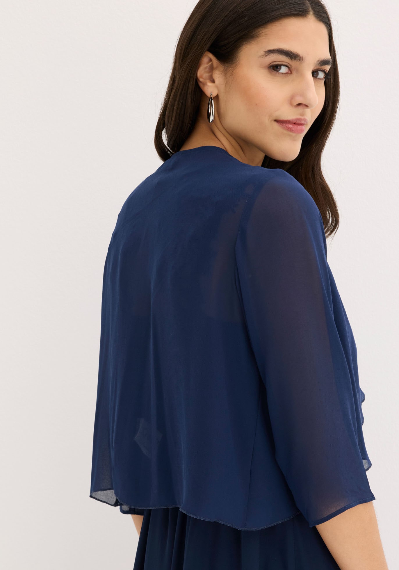 bonprix Boleroblazer für festliche Anlässe und Hochzeiten, 3/4-Ärmel, Wasserfallkragen