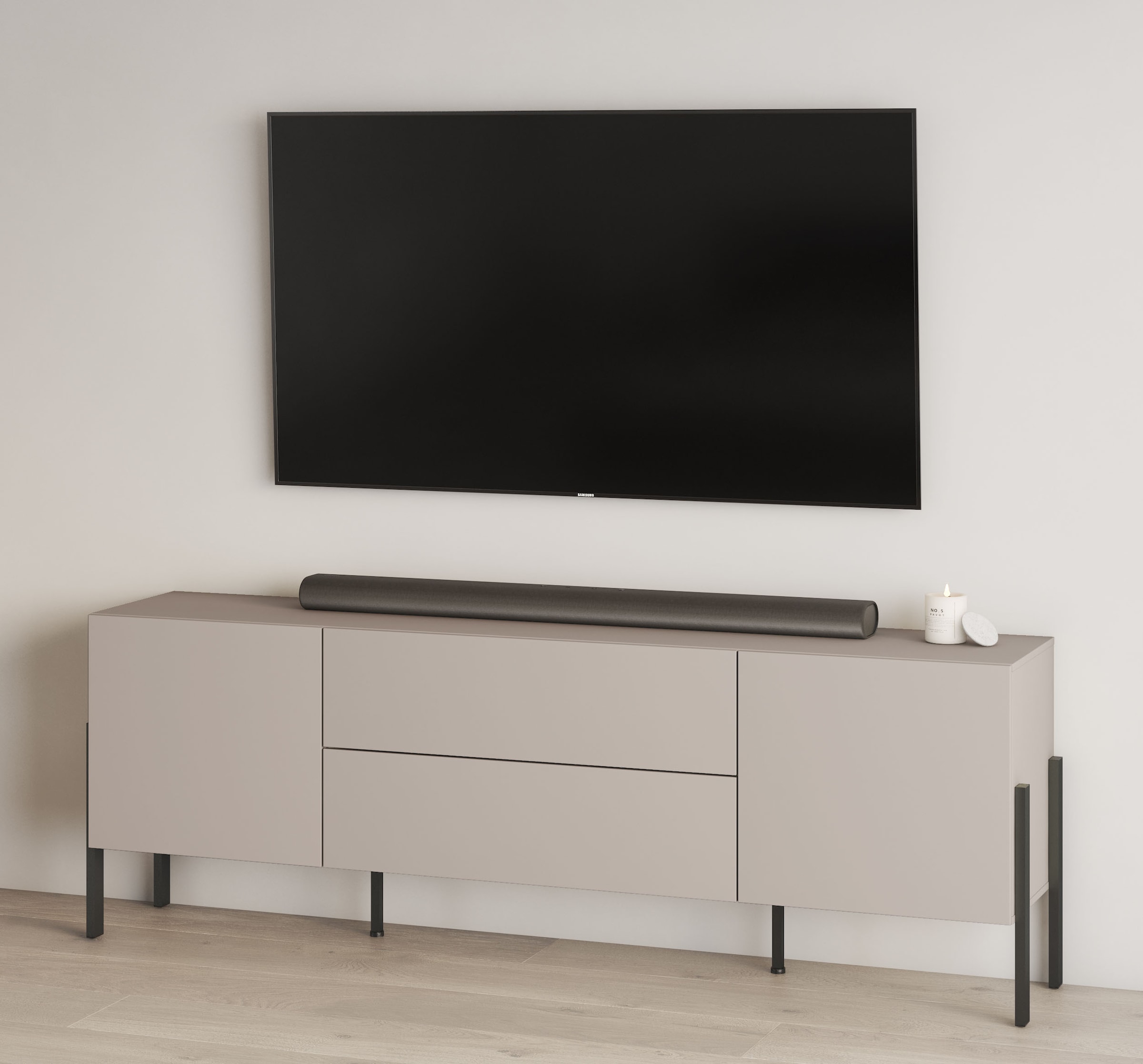 INOSIGN Lowboard »Jukon,Breite 200 cm, moderne grifflose TV-Kommode,2 Türen/2 Schubladen«, TV-Schrank mit viel Stauraum, TV-Board, push-to-open-Funktion