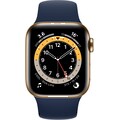Apple Smartwatch »Series 6, GPS + Cellular, Edelstahl-Gehäuse, 44 mm mit Sportarmband«, (Watch OS)