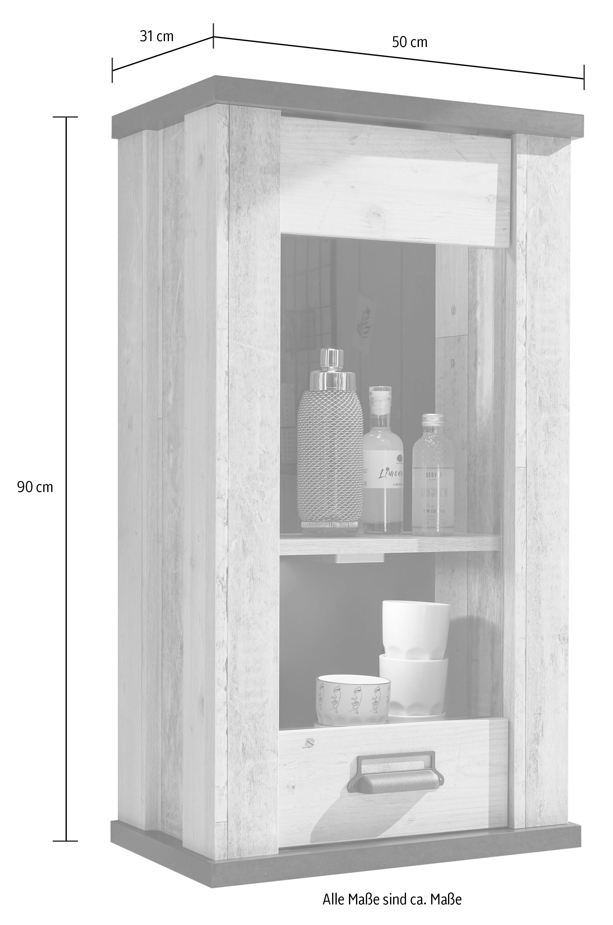 Home affaire Hängeschrank »Sherwood«, mit Apothekergriff aus Metall, Höhe 90 cm