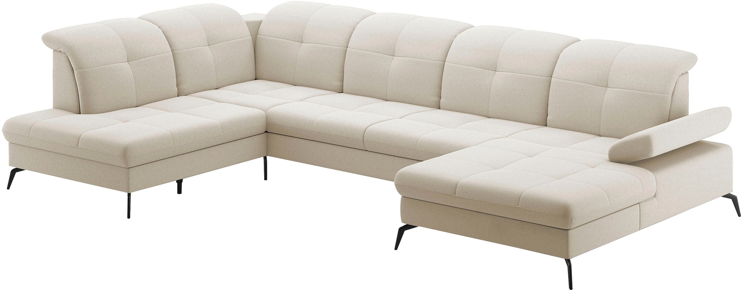 sit&more Wohnlandschaft »Amica, U-Form, inkl. Sitztiefenverstellung und Armteilverstellung«, wahlweise mit Kopfteilverstellung, Bettfunktion und Bettkasten