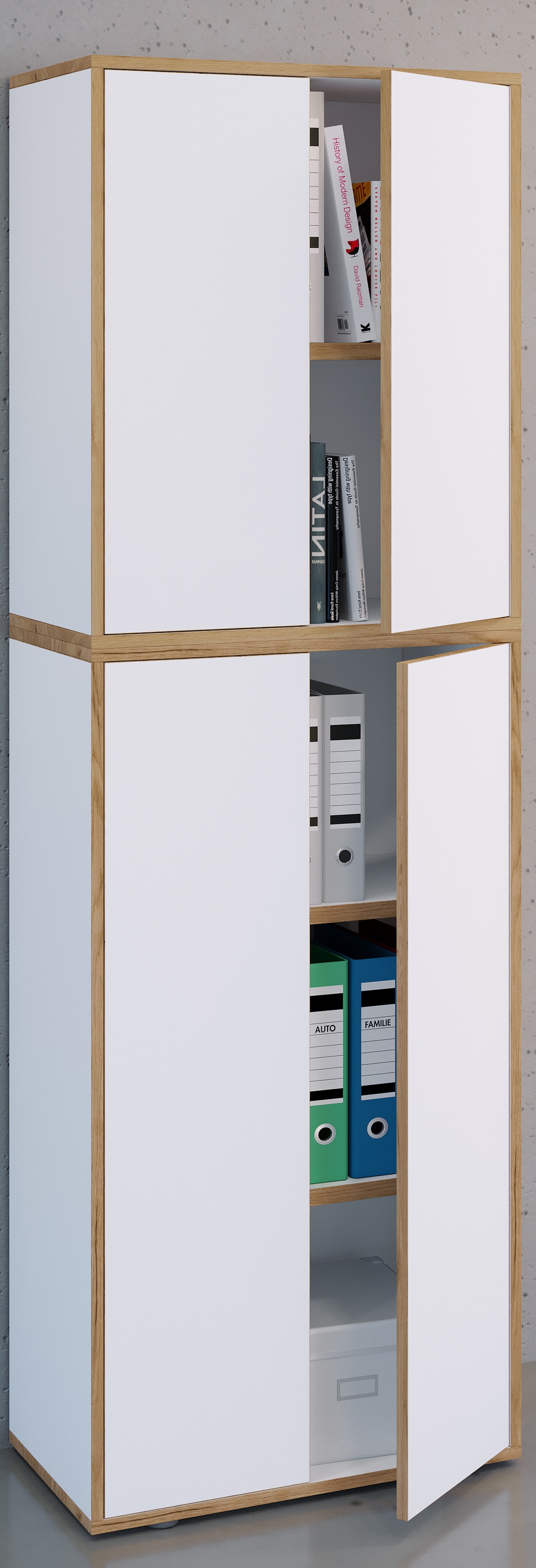 VCM Aktenschrank »VCM Holz Büroschrank Ordner Aktenschrank Büromöbel Schrank Salia 5-fach Breite 60 cm Drehtüren«, (1 St.)