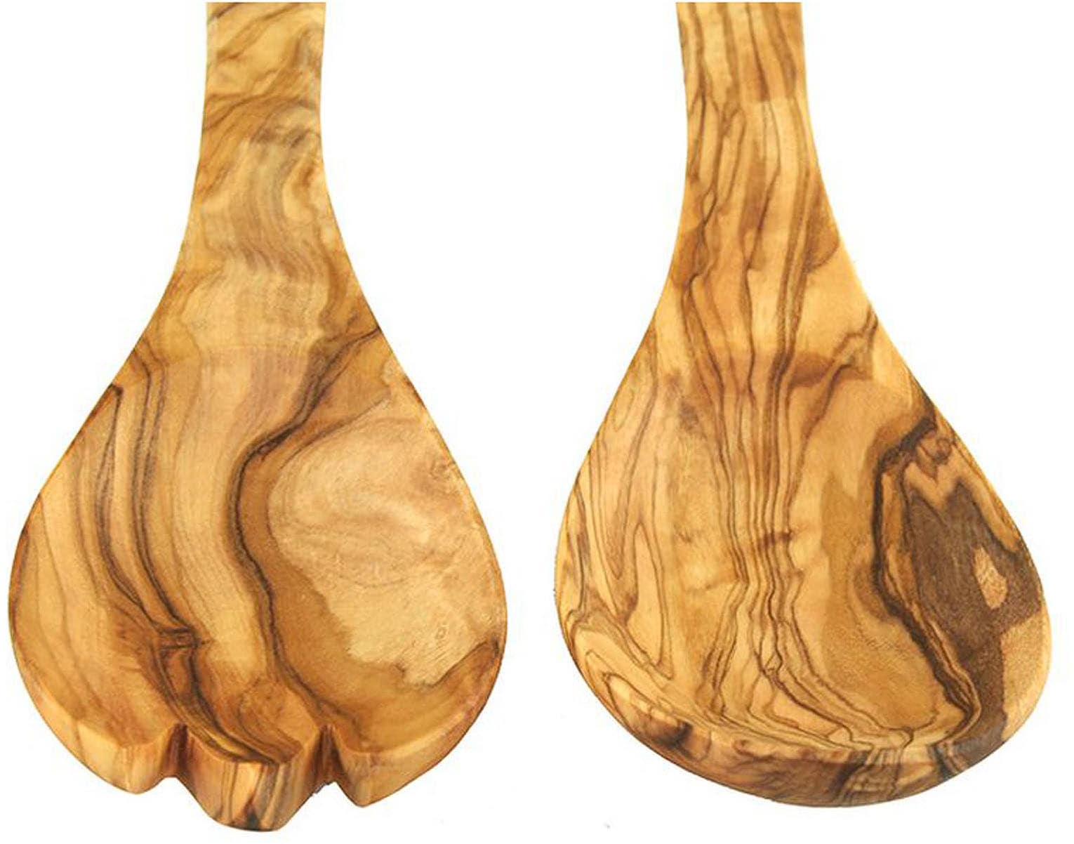 Olivenholz-erleben Salatbesteck »Mittel aus naturbelassenem Olivenholz«, (Set, 2 tlg., Löffel-Gabel), Länge 30 cm, Nachhaltiges Naturprodukt, geschmacksneutral