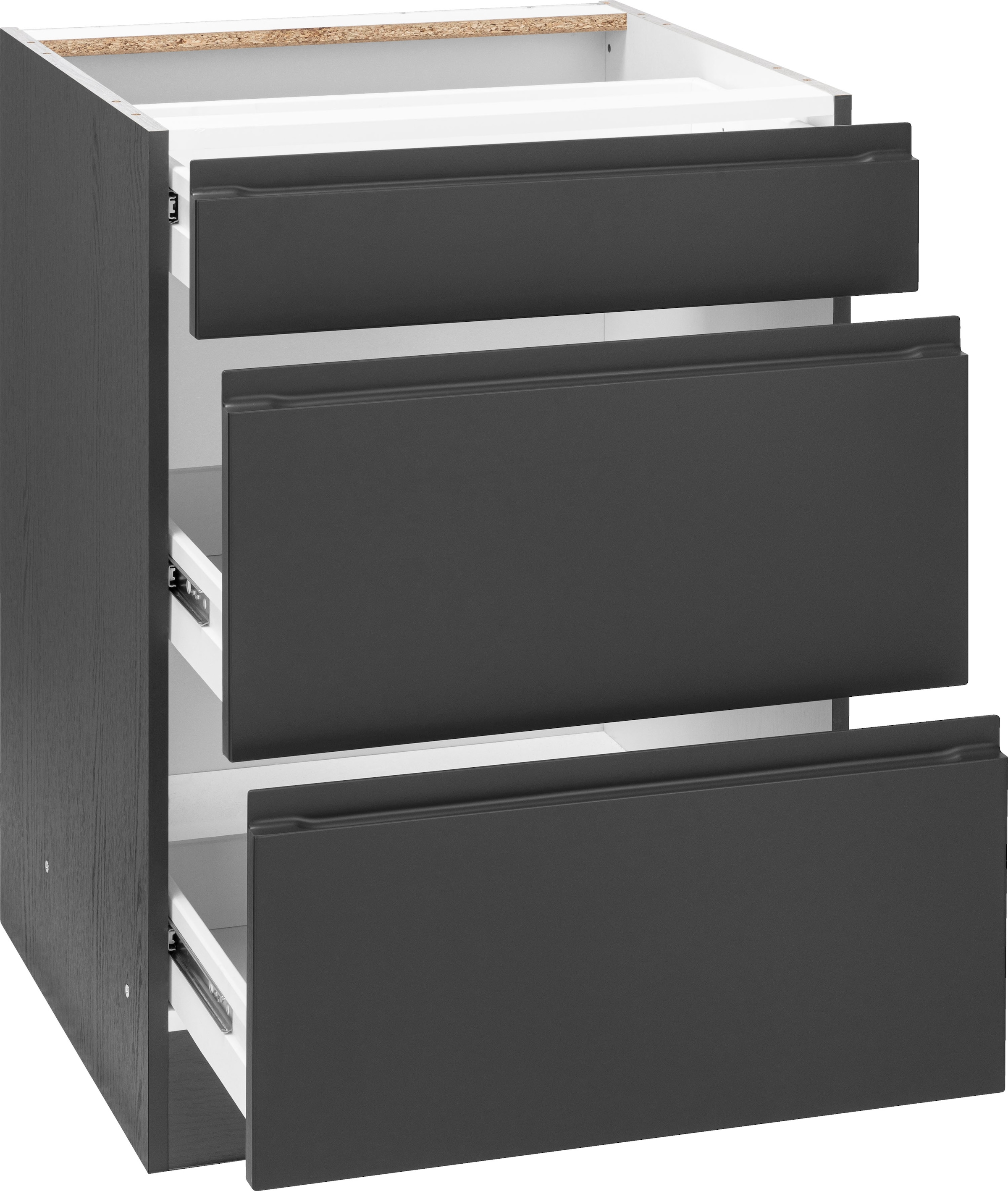 KOCHSTATION Unterschrank »KS-Bruneck« >>Bruneck<< 60 cm breit, für viel Stauraum, hochwertige MDF-Fronten