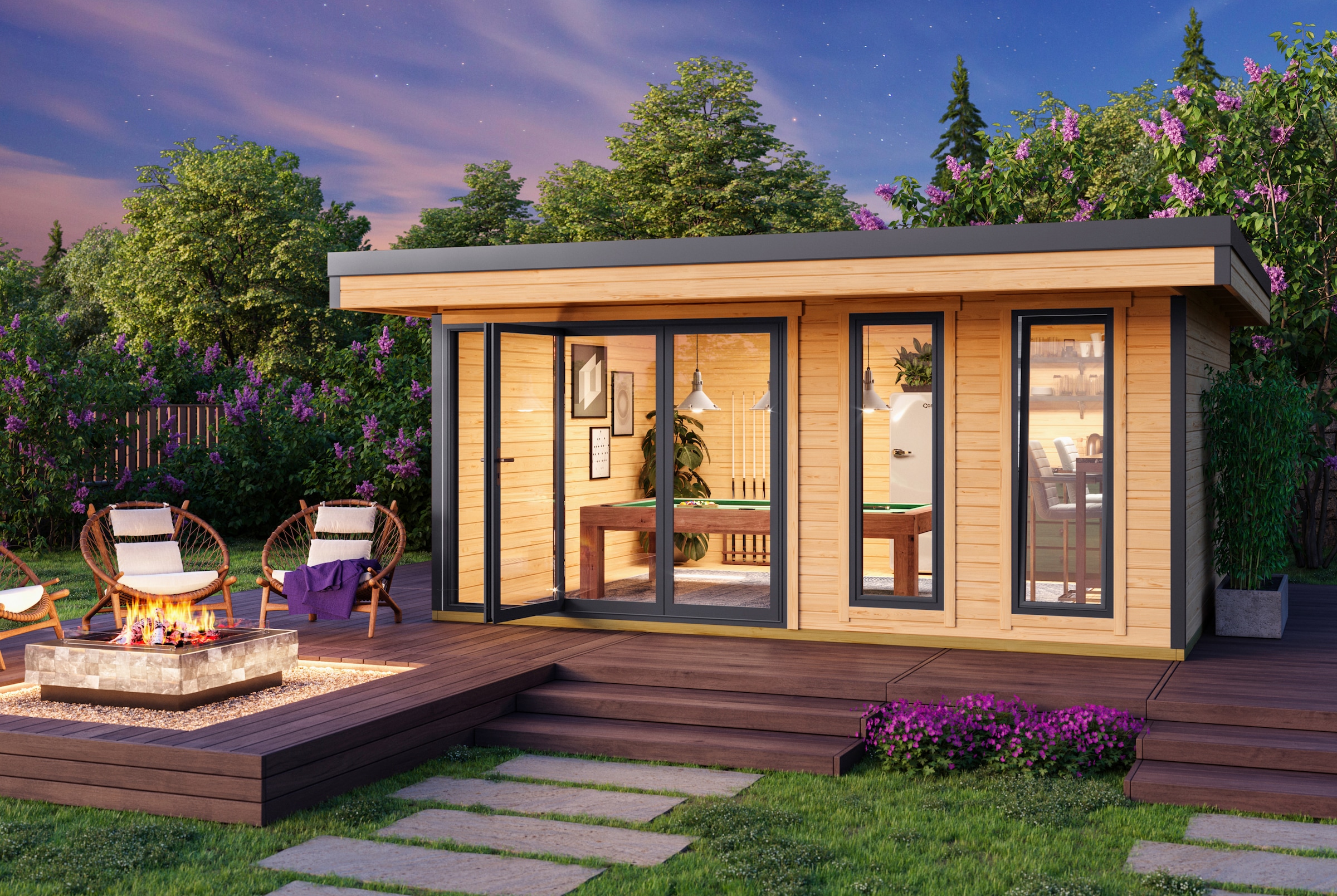 LASITA MAJA, Gartenhaus »DOMEO 8 NATUR/ANTHRAZIT« Fundamentmass 5000 x 4000, Naturbelassen, naturbelassen, Holzwerkstoff, Fußboden im Gartenhaus, 