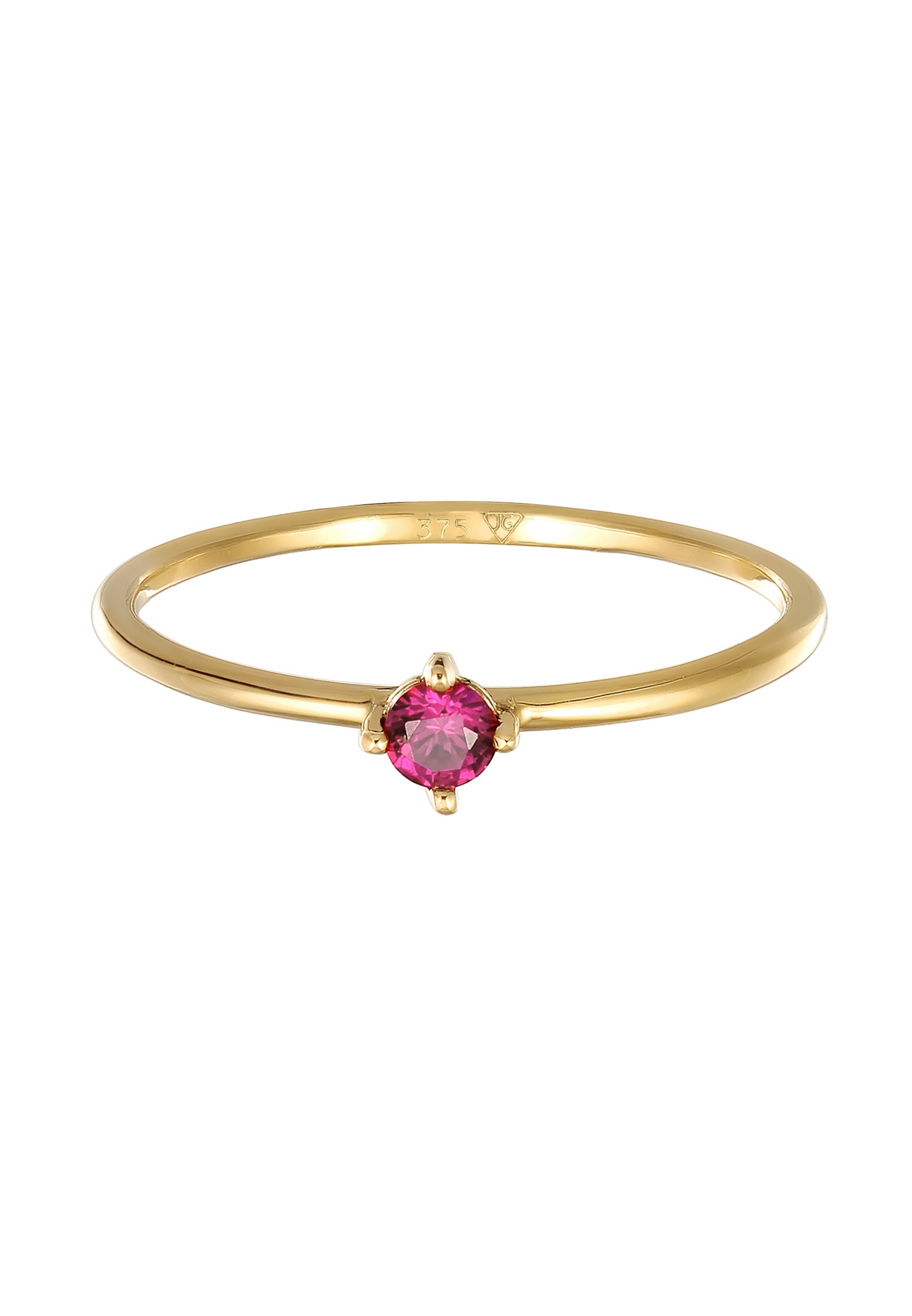 Elli Premium Silberring »Ring Synthetischer Rubin Rosa Diamantschliff (1ct) 375 Gelbgold«