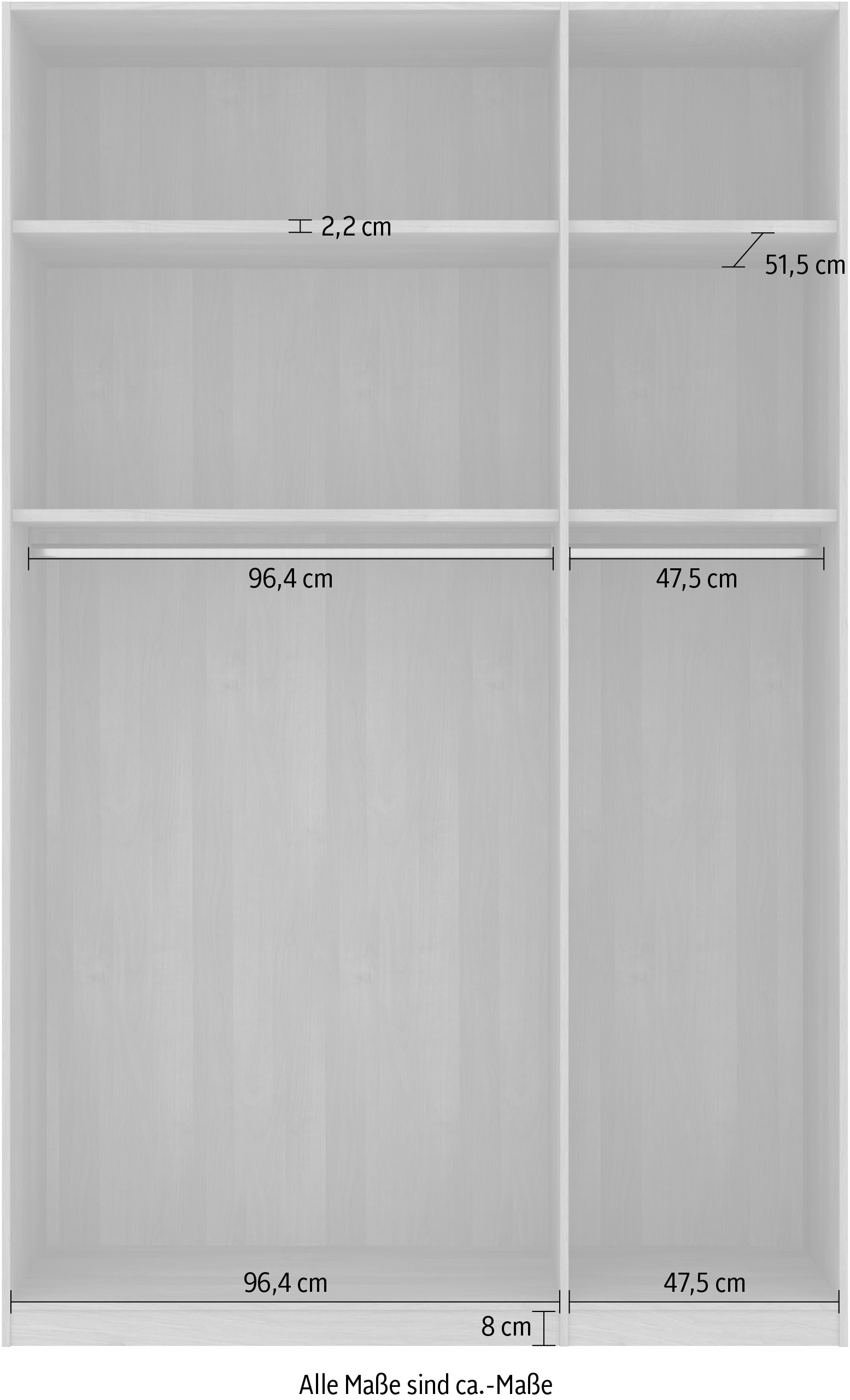 Musterring Drehtürenschrank »Savona, Kleiderschrank, Schrank, Garderobe, teilmassiv Eiche«, (mit Türdämpfern, in 5 Breiten & 2 Höhen, extra Böden, MADE IN GERMANY), Türen in Bianco-Eiche massiv, mit Querriegel, verschiedene Größen