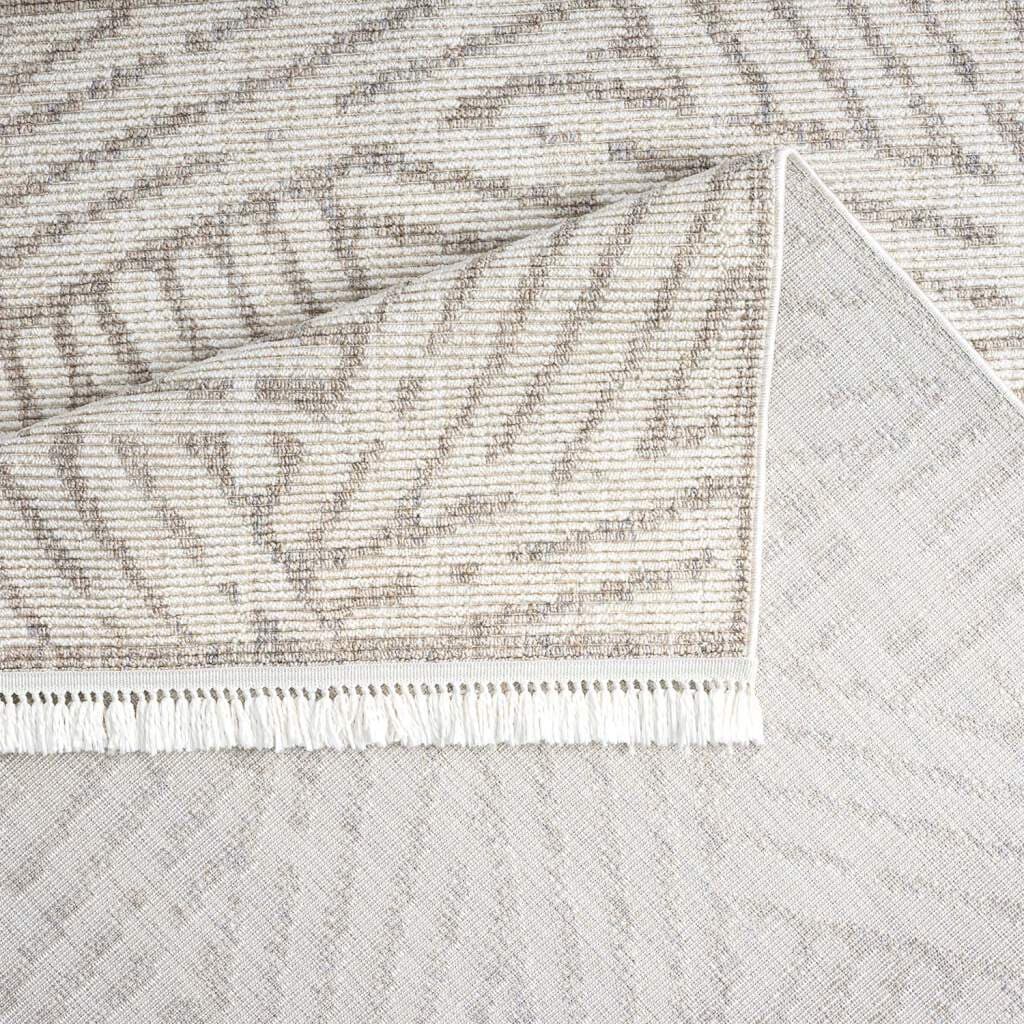Carpet City Teppich »CLASICO 9161«, rechteckig, 11 mm Höhe, Läufer, Kurzflor, Hochtief-Muster, Boho, Fransen, Wohnzimmer