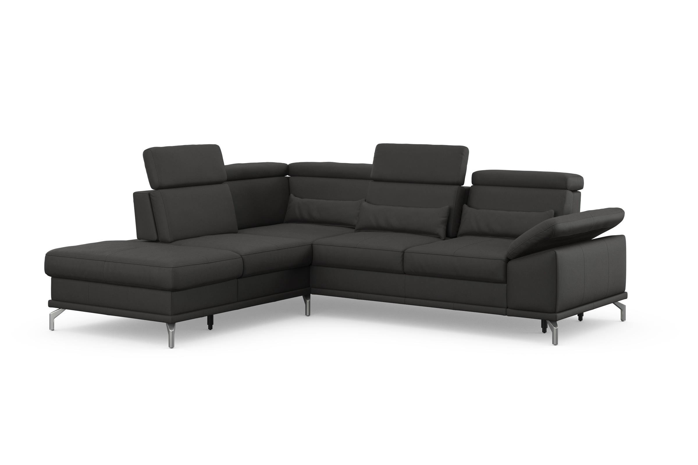 sit&more Ecksofa »Cabrio L-Form, mit Sitztiefenverstellung, Arm- und Kopfteilverstellung«, 3 Nierenkissen, Federkern, optional Bettfunktion und Stauraum