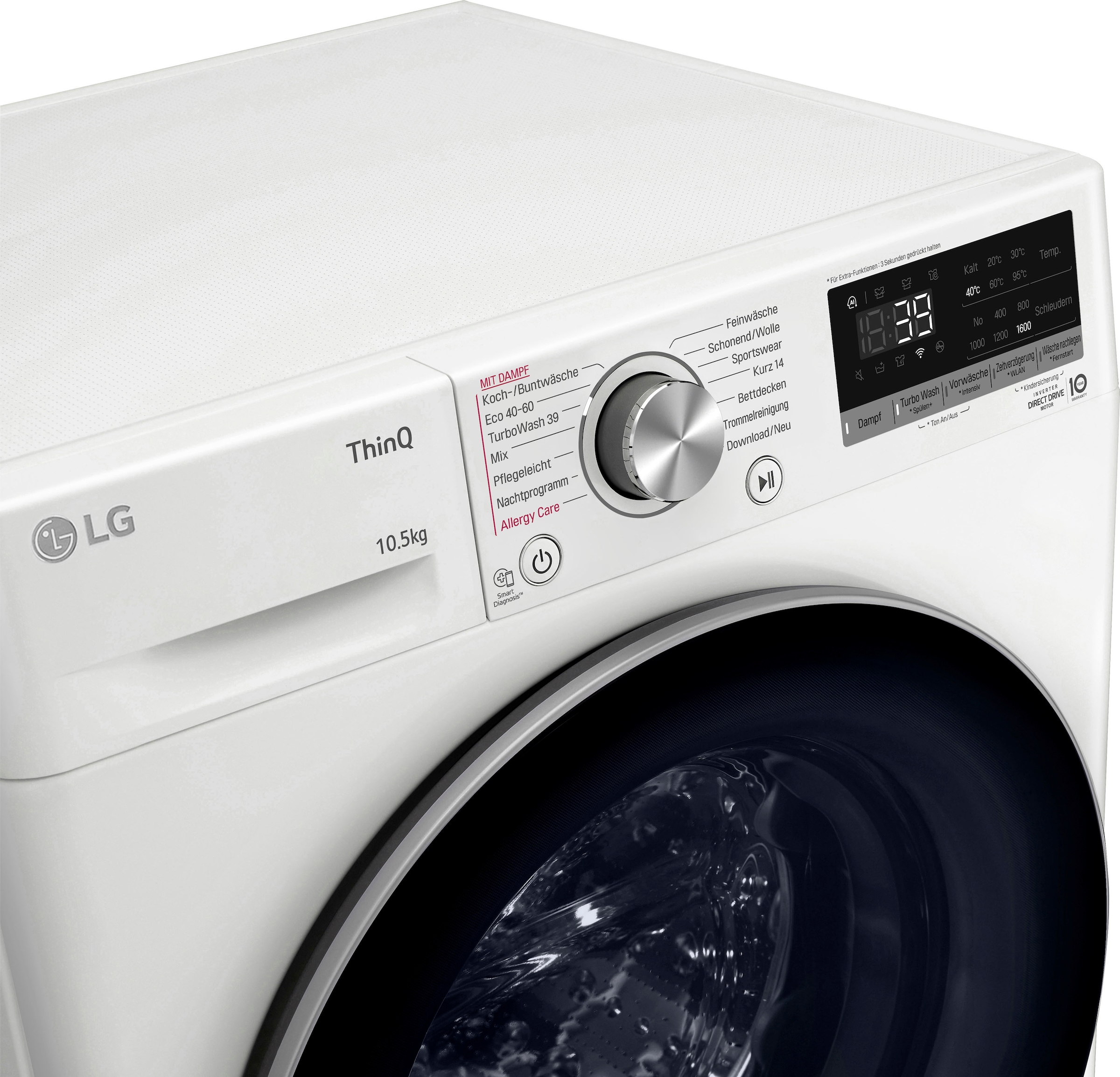 LG Waschmaschine »F6WV710P1«, F6WV710P1, 10,5 in TurboWash® - Minuten 1600 XXL mit Garantie U/min, 3 39 Jahren nur Waschen kg