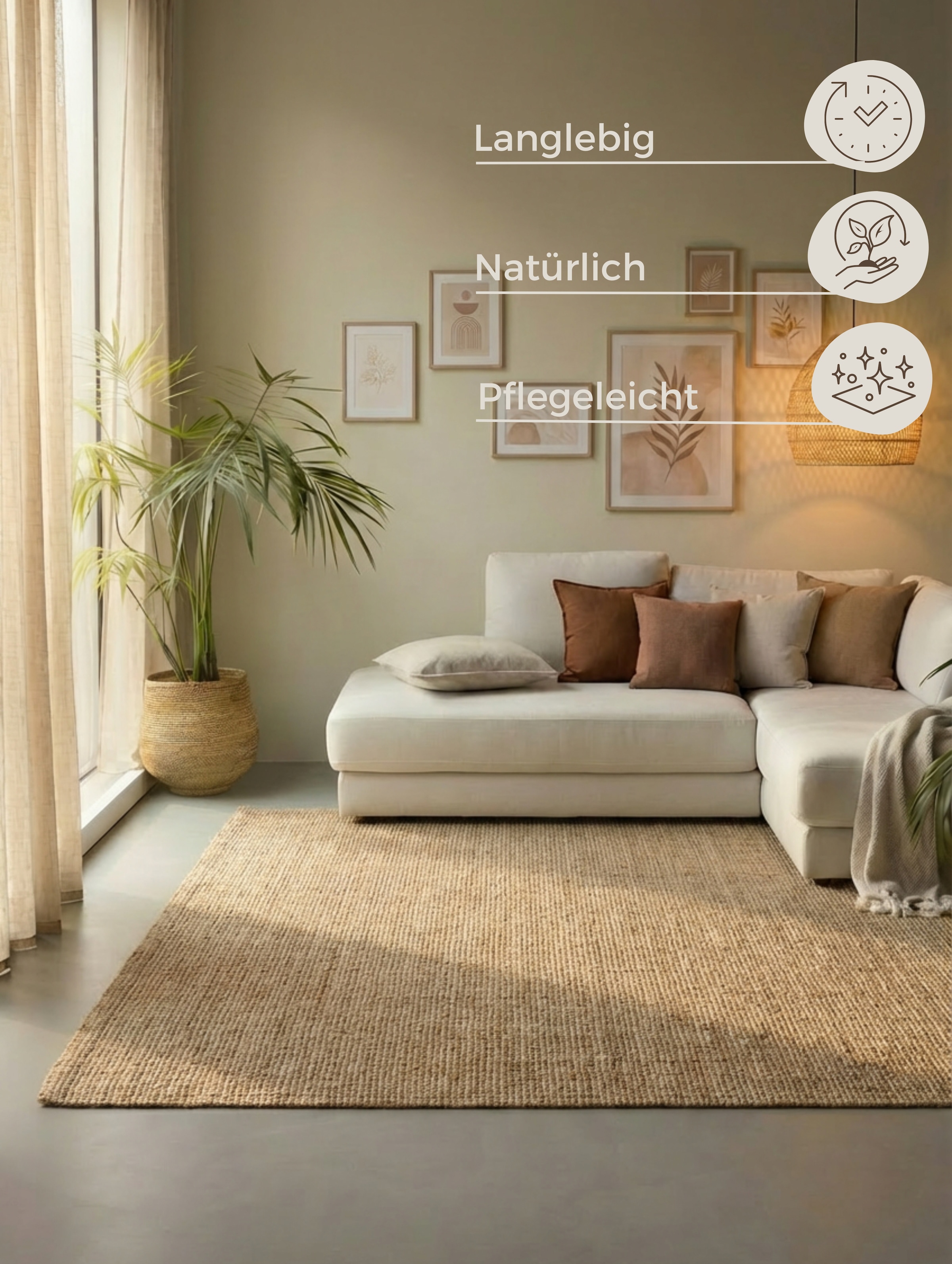 HANSE Home Teppich »Jaipur  Juteteppich,  als Läufer und in Rund« rechteckig 10 mm Höhe 100% Naturfaser, Wohnzimmer, Esszimmer, Schlafzimmer, GRS