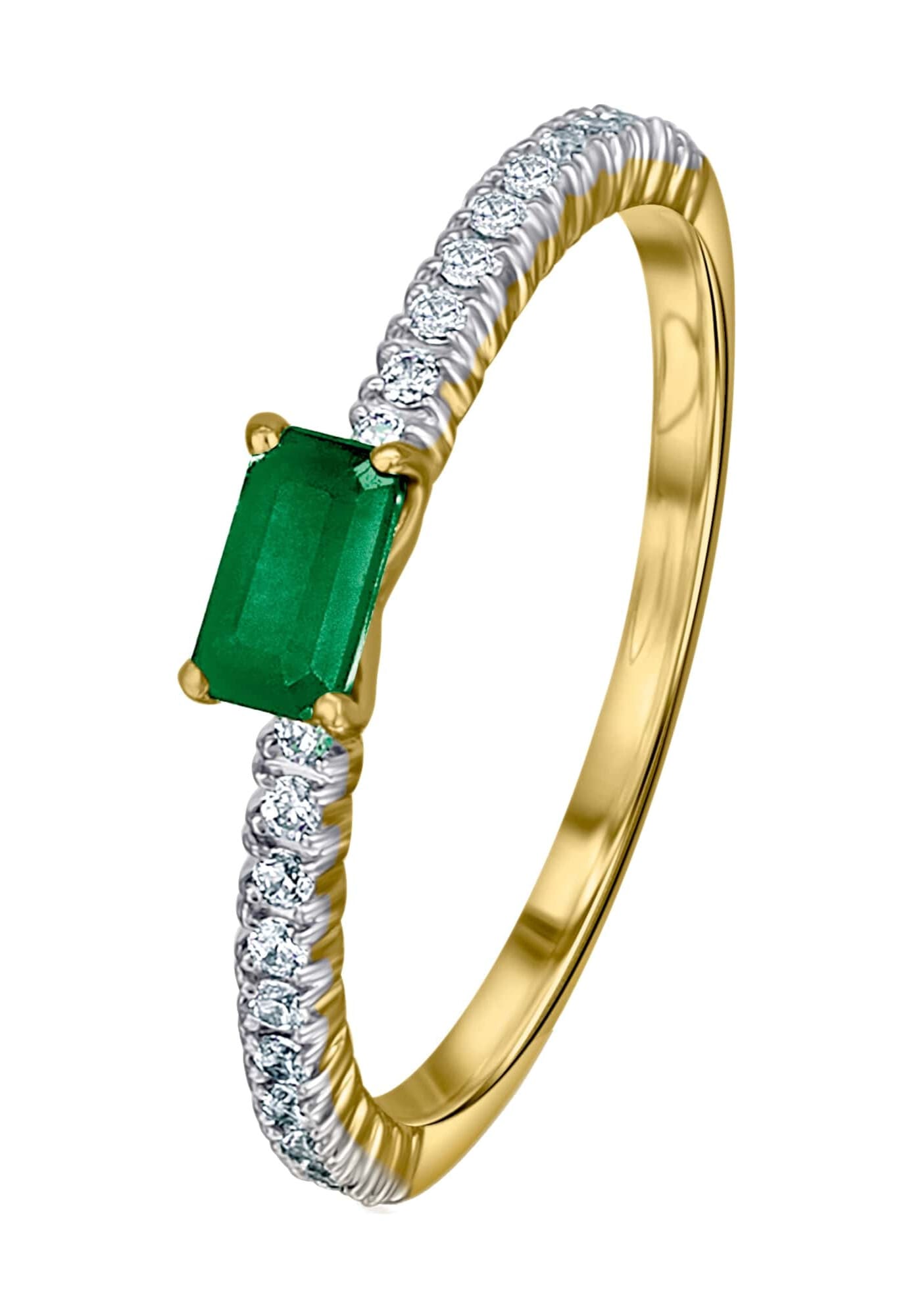 ONE ELEMENT Diamantring »0,18 ct Diamant Brillant Smaragd Ring aus 585 Gelbgold«
