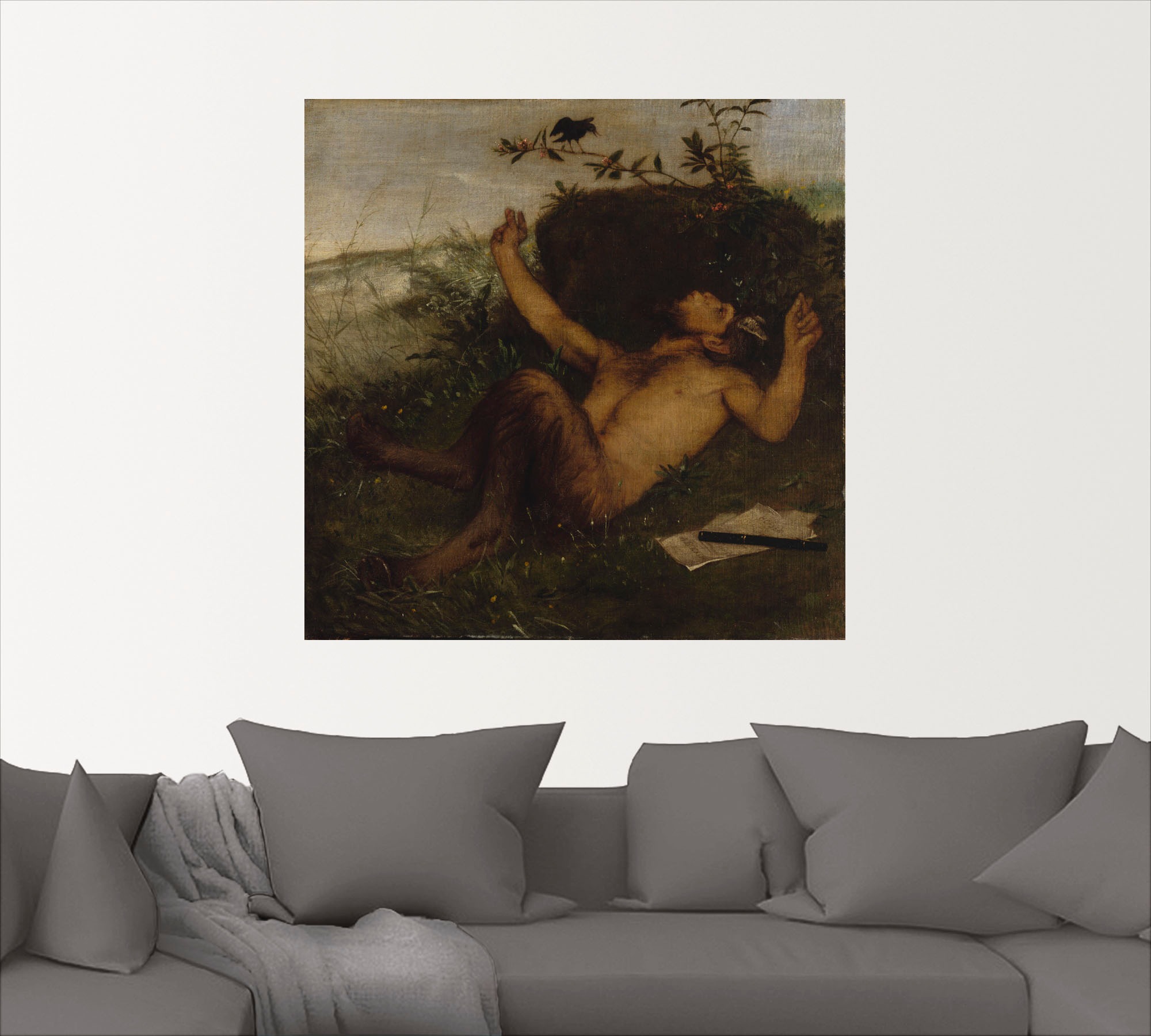 Artland Wandbild »Faun, einer Amsel zupfeifend. Um 1864/65«, klassische Fantasie, (1 St.), als Alubild, Leinwandbild, Wandaufkleber oder Poster in versch. Größen