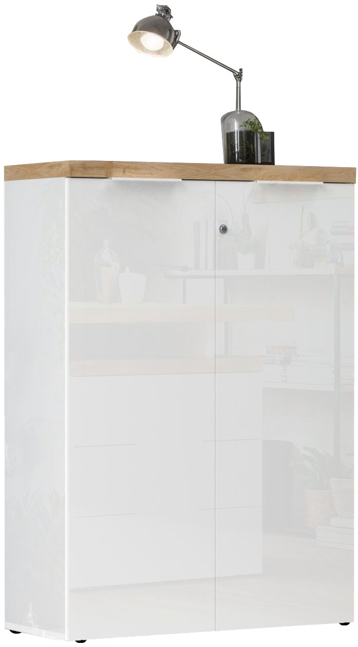 Home affaire Aktenschrank "Easy H 115 cm, Büroschrank, Mehrzweckschrank mit 2 Türen" Metallgriffe, abschließbar, Top 38 mm stark