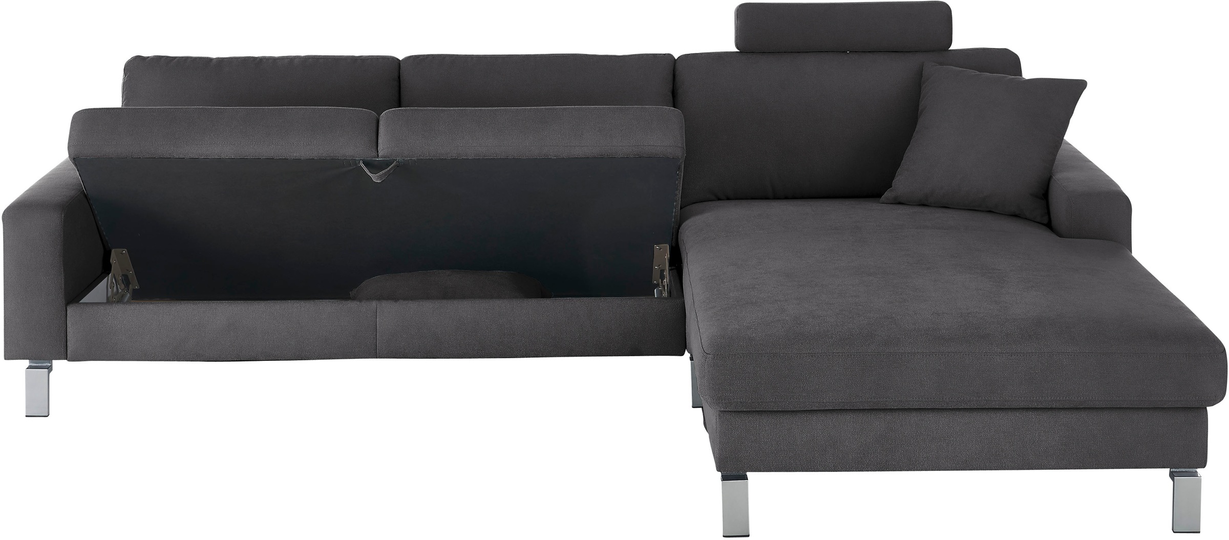 3C Candy Ecksofa »Lecce, wahlweise PUR-Schaumstoff oder Tonnentaschenfederkern«, Bett im 2,5-Sitzer, teilmotorische Schlaffunktion im Longchair, L-Form