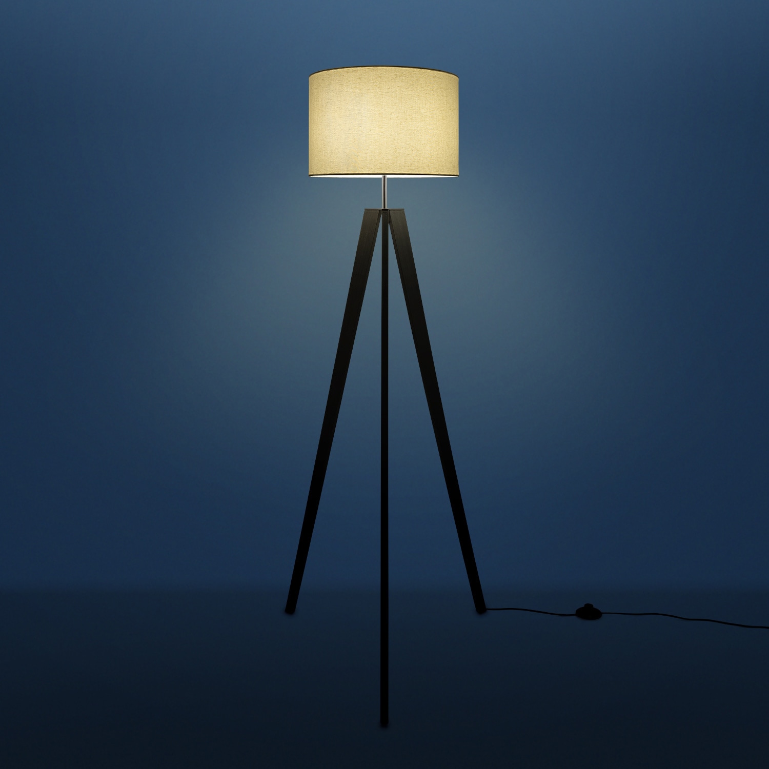 Paco Home Stehlampe »Canvas uni Color«, 1 flammig, Leuchtmittel E27 | ohne Leuchtmittel, Stehlampe Vintage Fuß LED Lampe Wohnzimmer Skandinavischer Stil E27