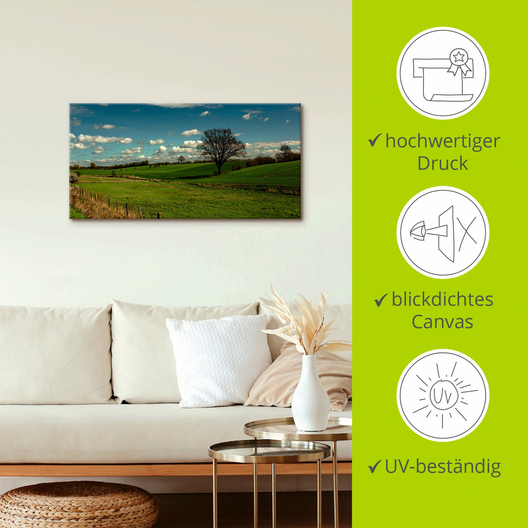 Artland Wandbild »Natur pur«, Felder, (1 St.), als Leinwandbild, Wandaufkleber in verschied. Größen